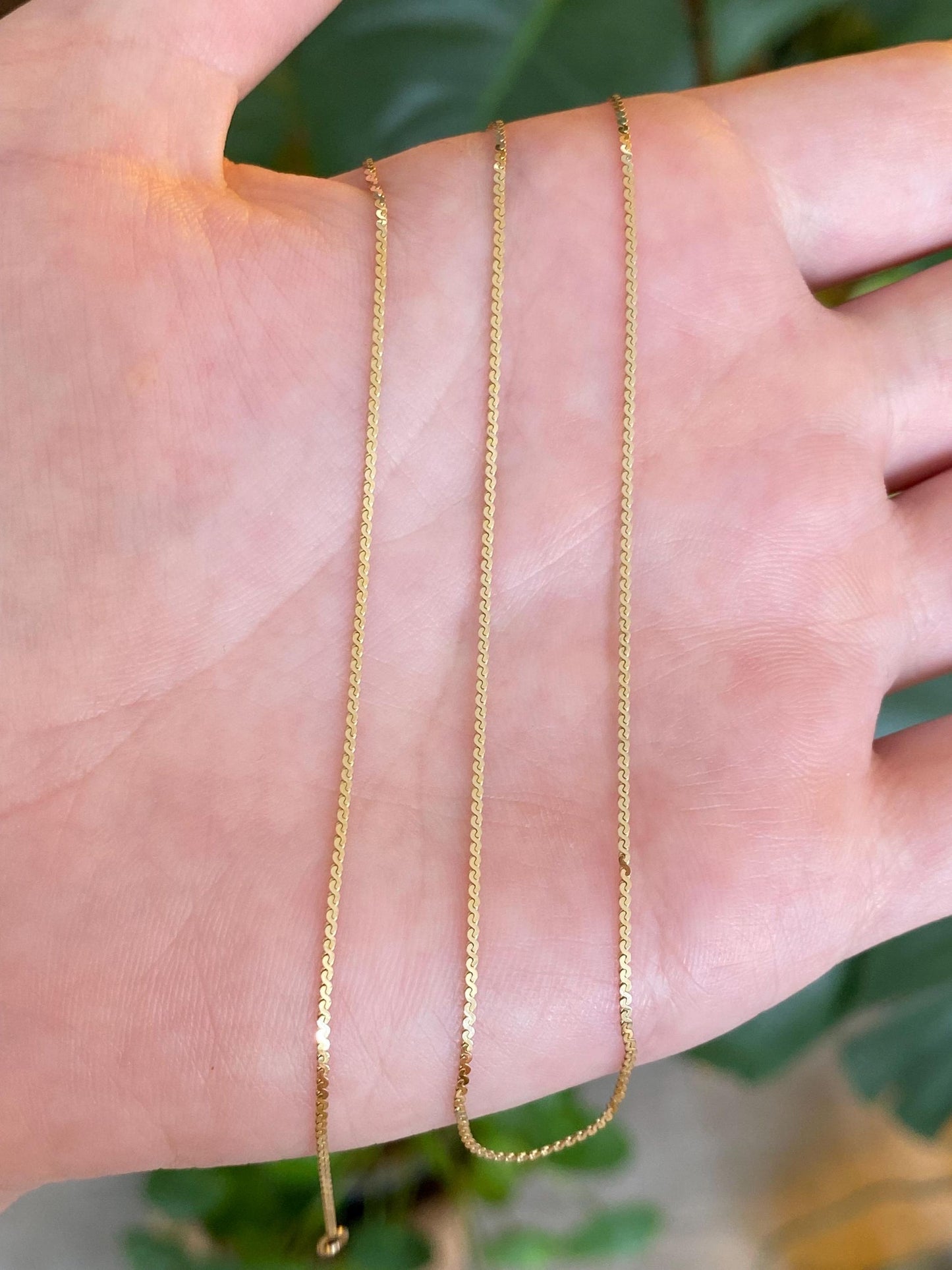 Vintage Solid 14k Yellow Gold Serpentine Chain Necklace - 16 inches