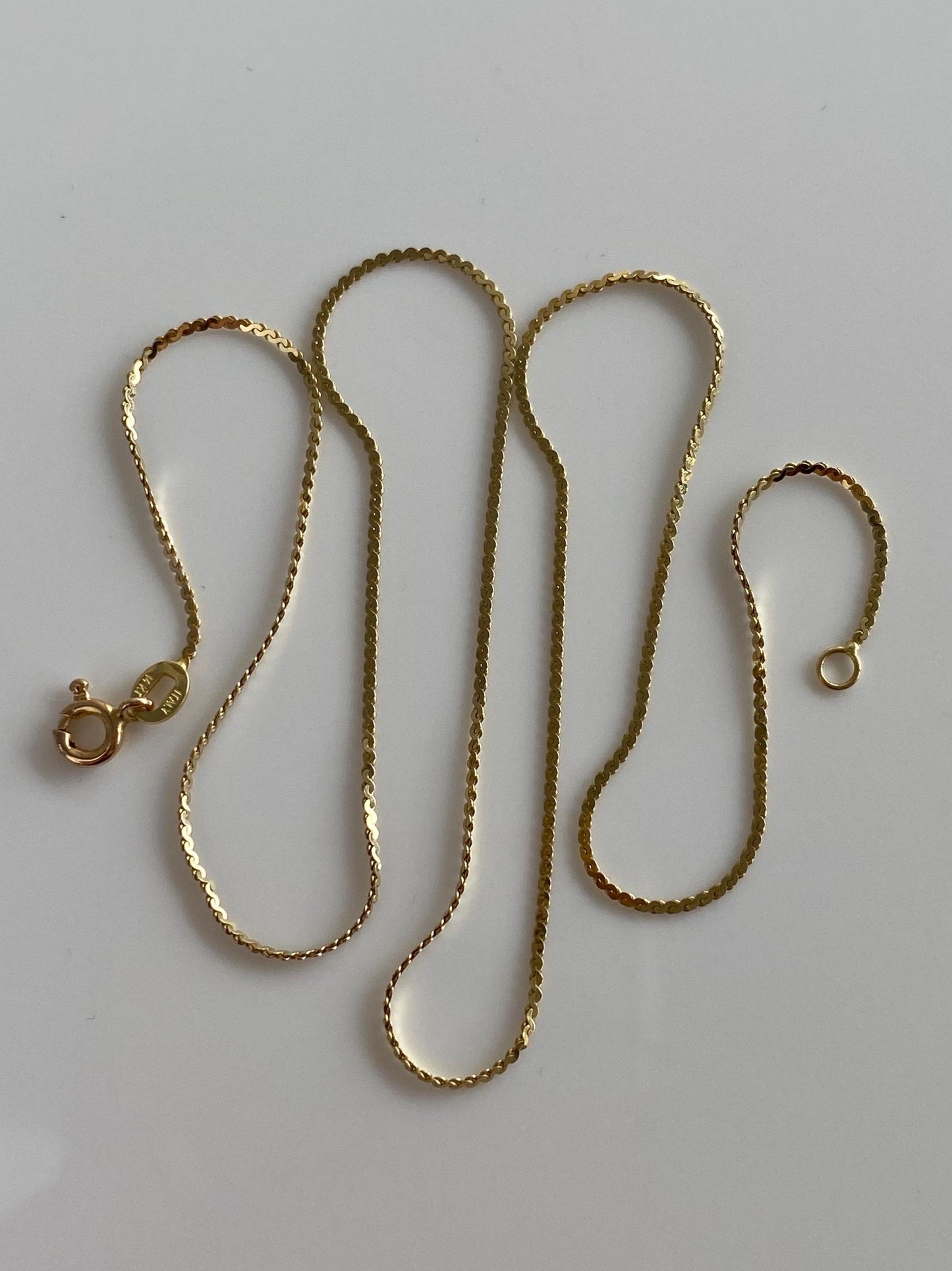 Vintage Solid 14k Yellow Gold Serpentine Chain Necklace - 16 inches