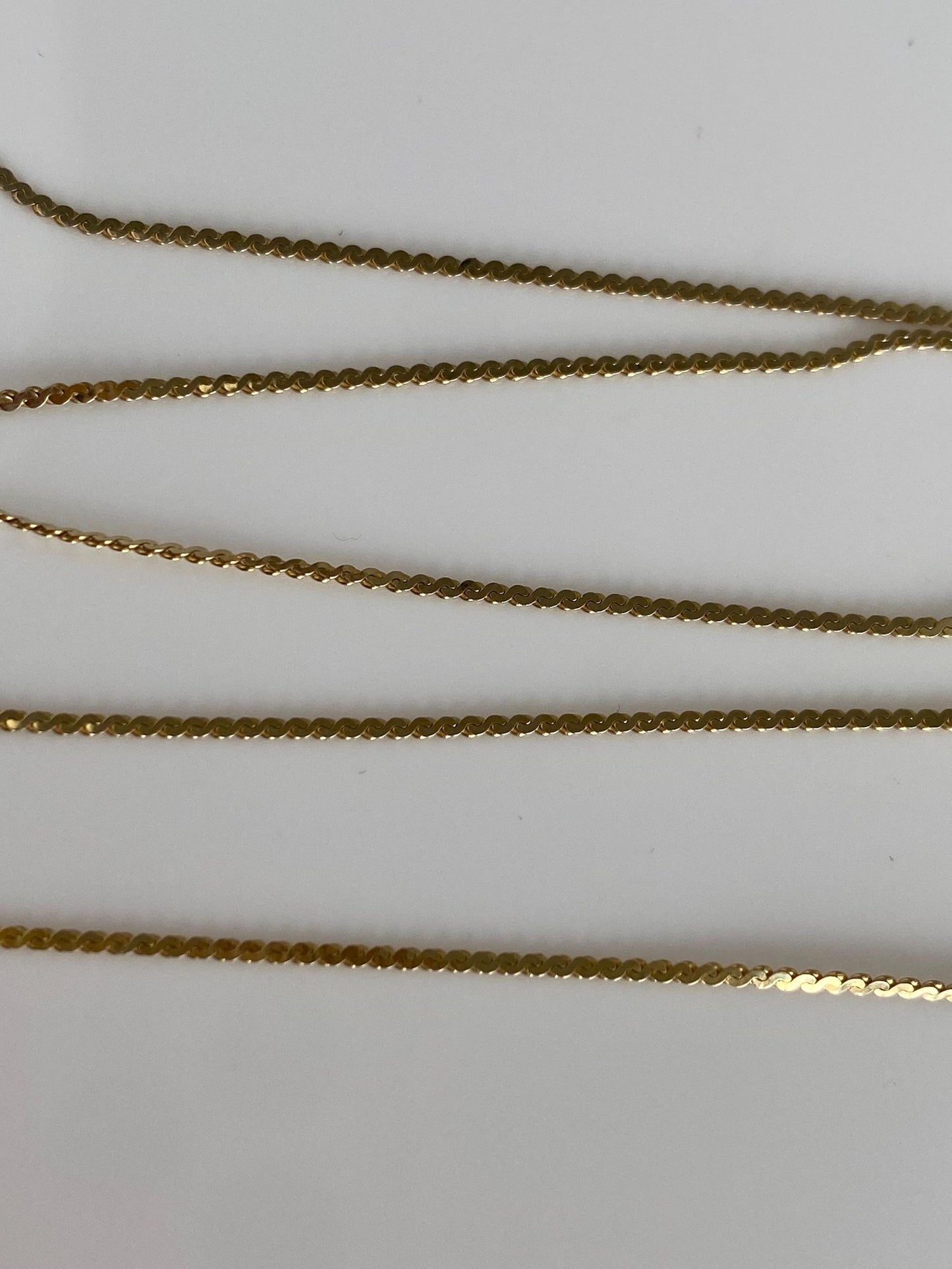 Vintage Solid 14k Yellow Gold Serpentine Chain Necklace - 16 inches