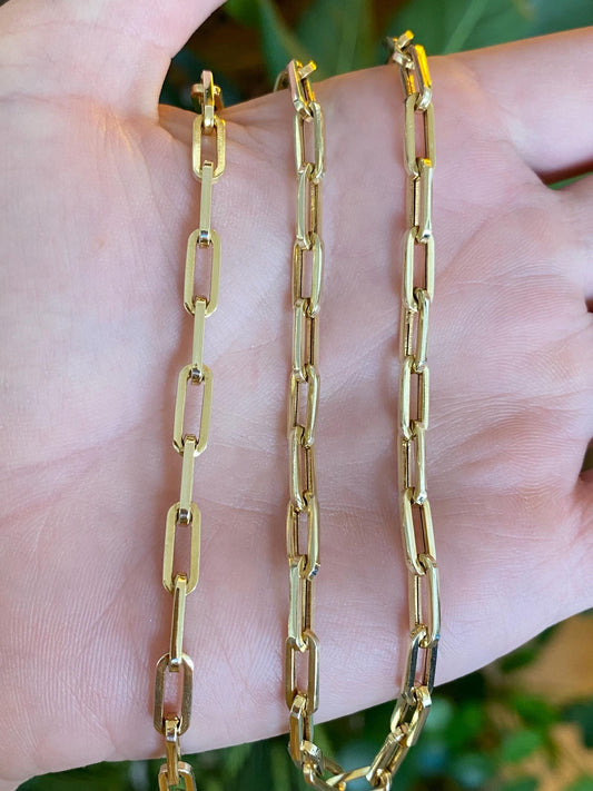 Vintage 14k Yellow Gold Paperclip Link Chain Necklace - 20.25 inches