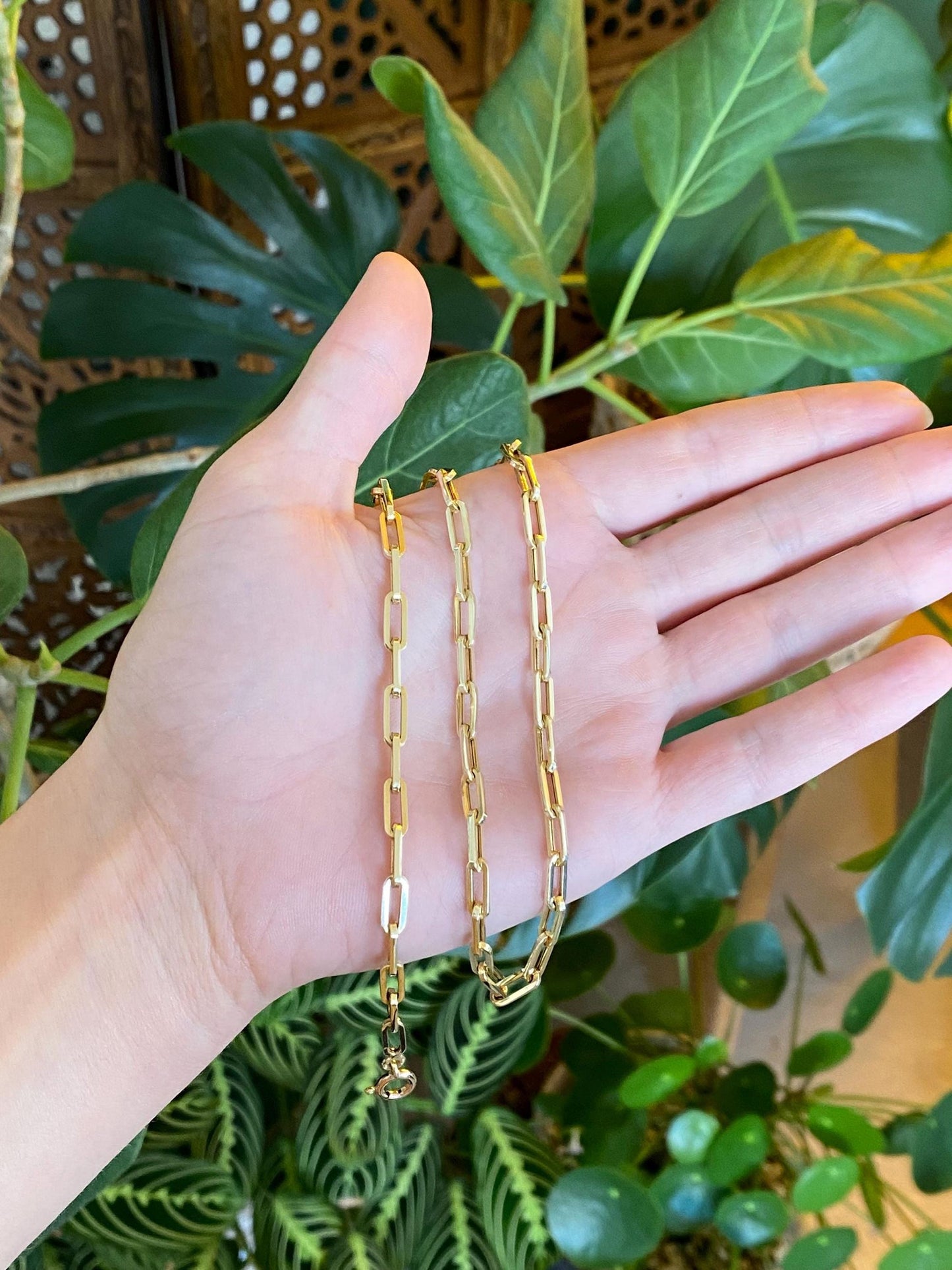 Vintage 14k Yellow Gold Paperclip Link Chain Necklace - 20.25 inches