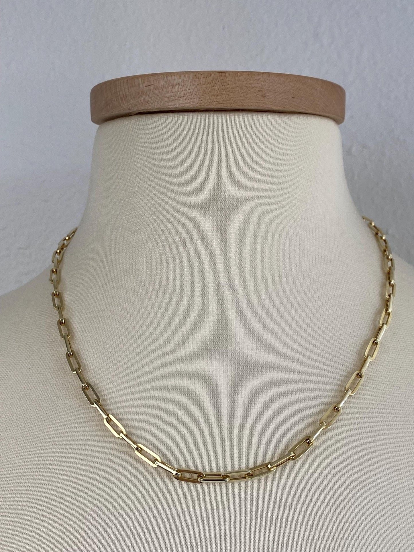 Vintage 14k Yellow Gold Paperclip Link Chain Necklace - 20.25 inches