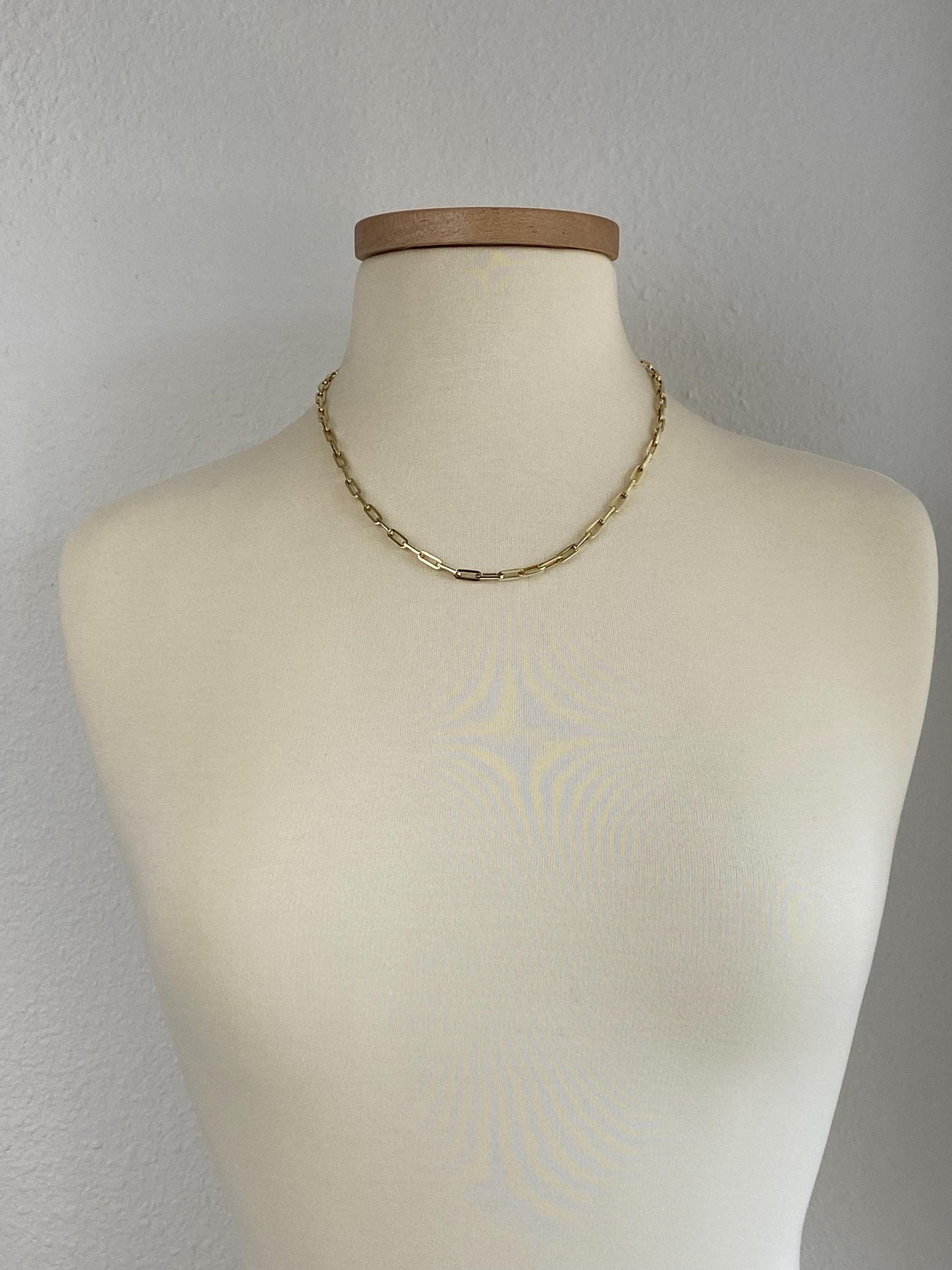 Vintage 14k Yellow Gold Paperclip Link Chain Necklace - 20.25 inches
