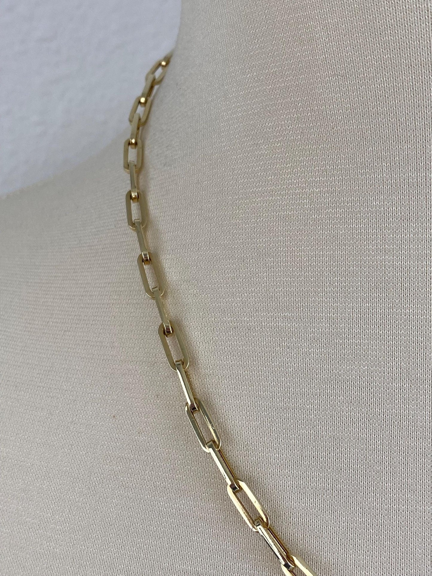 Vintage 14k Yellow Gold Paperclip Link Chain Necklace - 20.25 inches