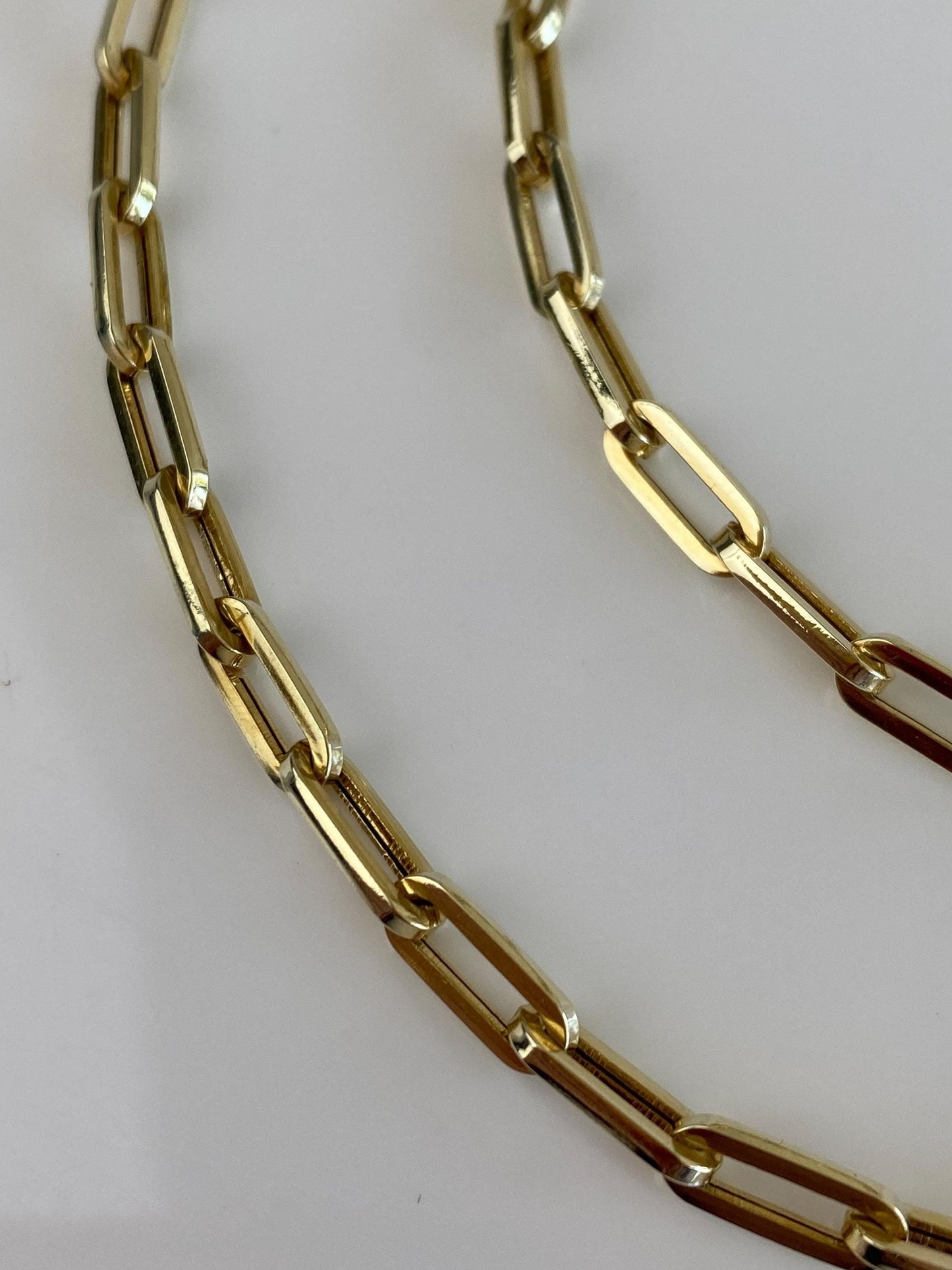 Vintage 14k Yellow Gold Paperclip Link Chain Necklace - 20.25 inches