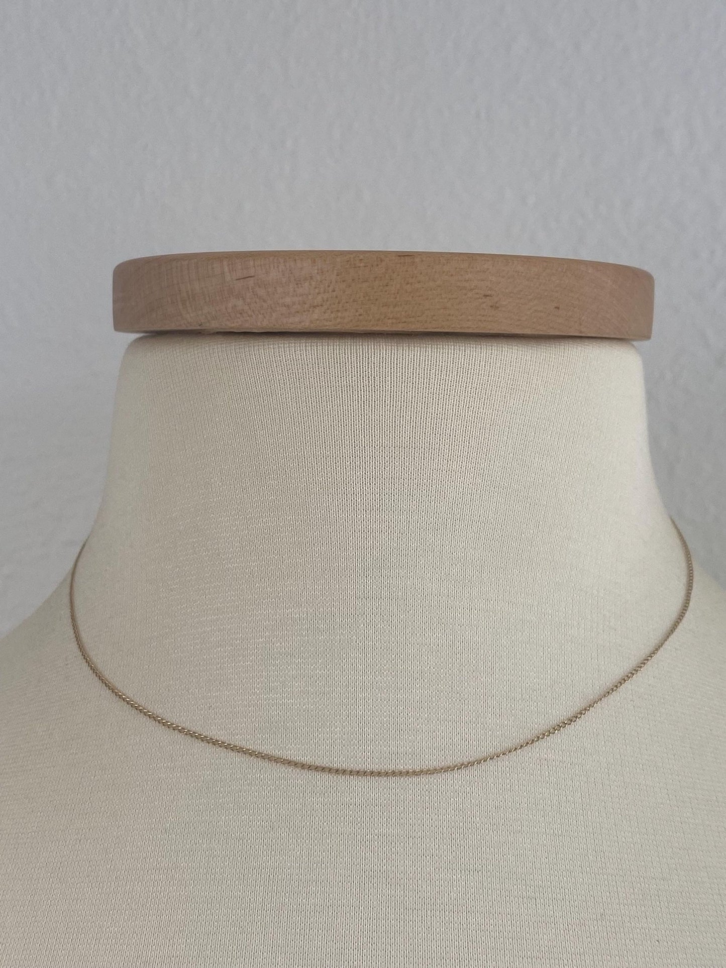 Vintage Solid 14k Yellow Gold Dainty Curb Chain Necklace - 15.75 inches