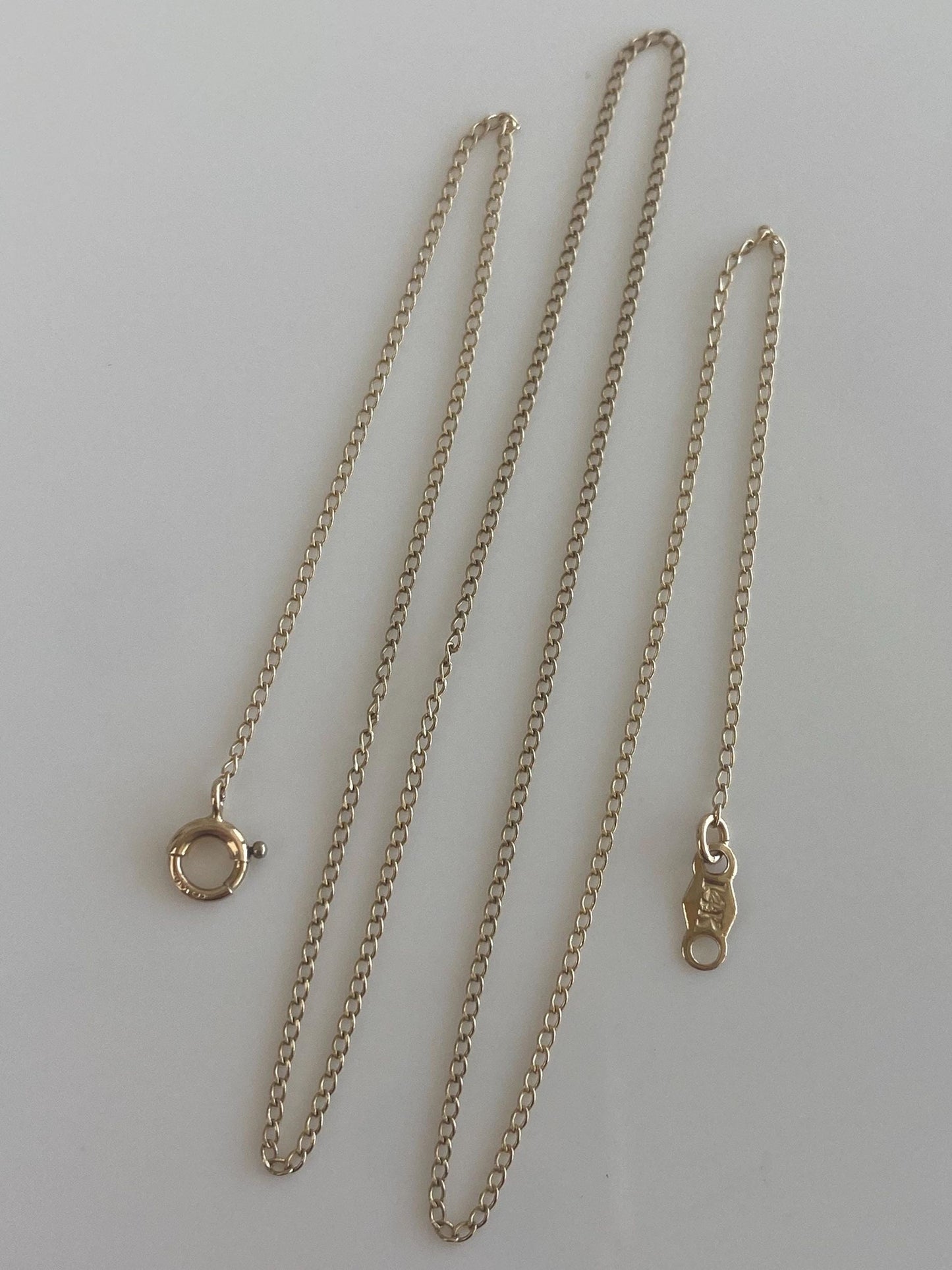 Vintage Solid 14k Yellow Gold Dainty Curb Chain Necklace - 15.75 inches