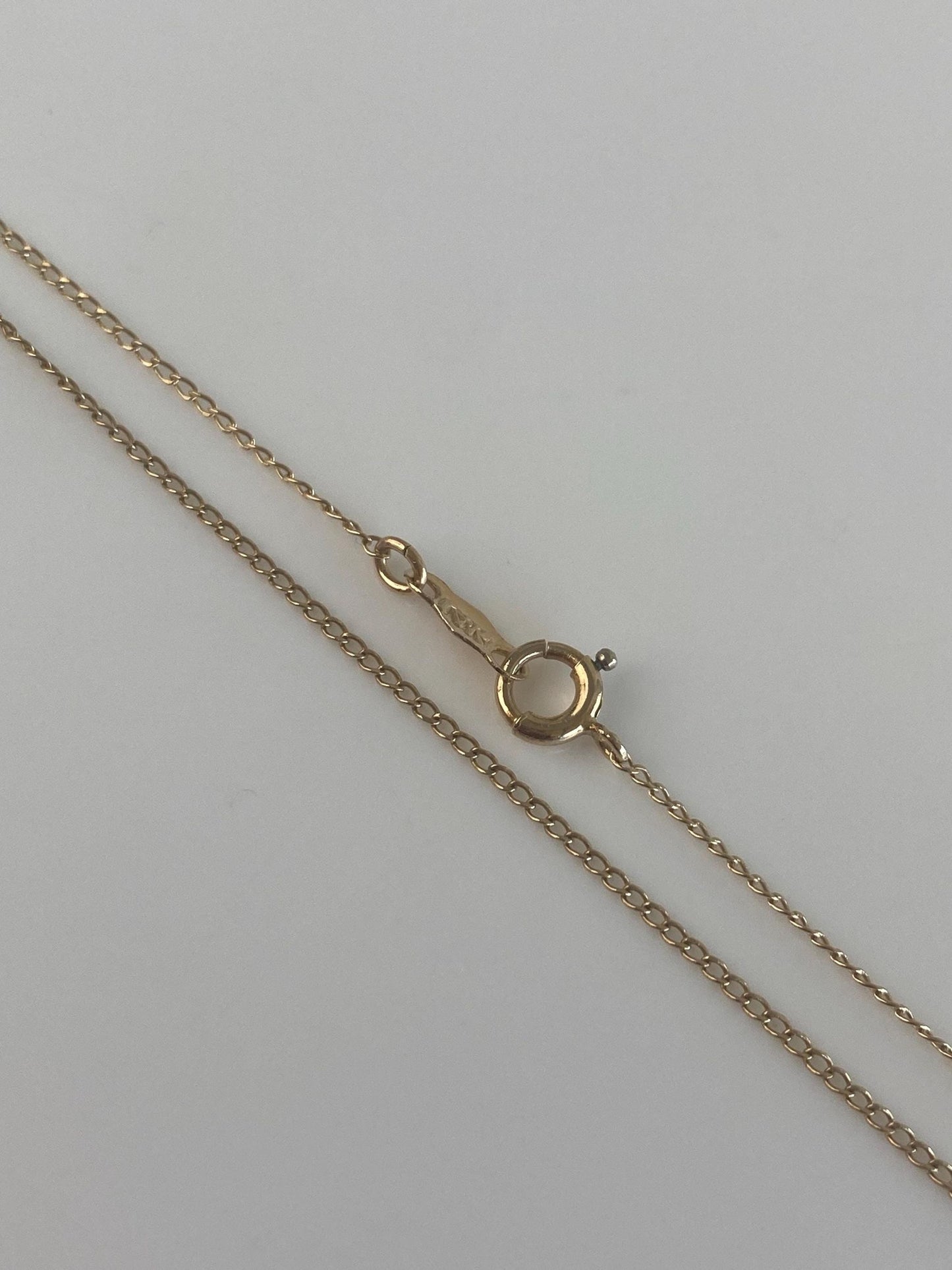 Vintage Solid 14k Yellow Gold Dainty Curb Chain Necklace - 15.75 inches