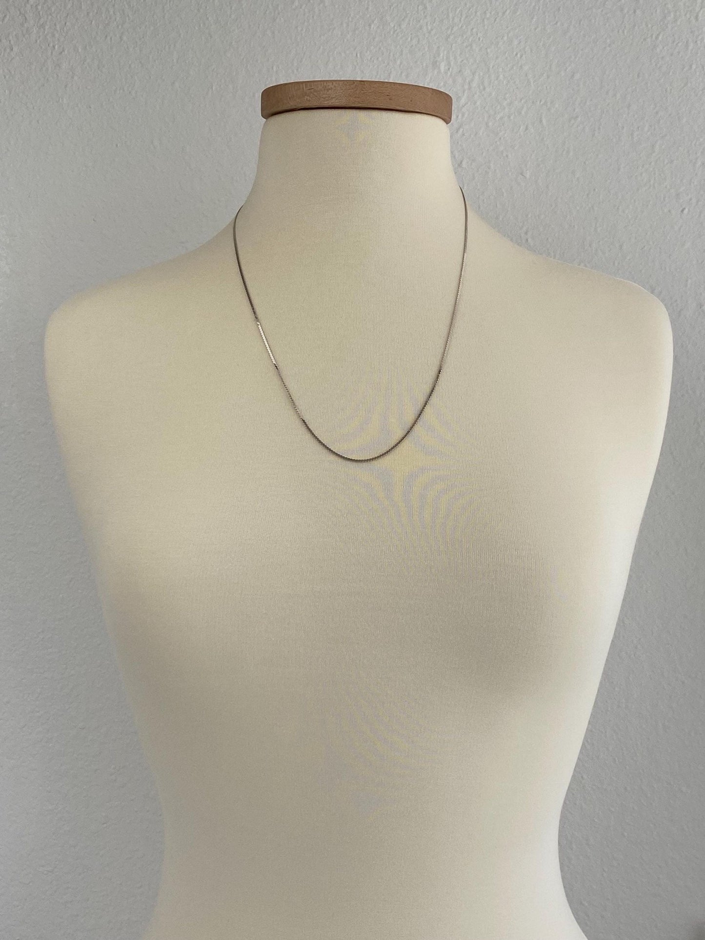 Vintage Solid 14k White Gold Long Serpentine Chain Necklace - 24 inches