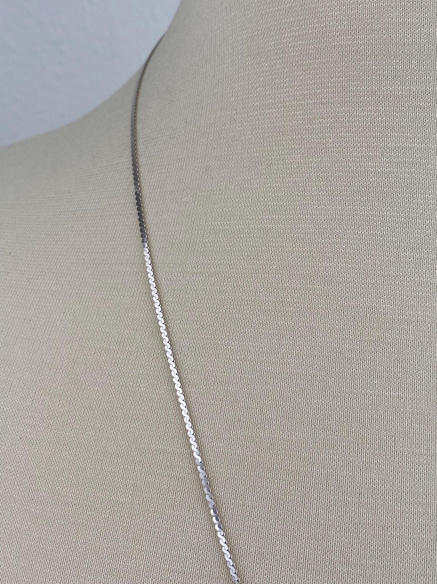 Vintage Solid 14k White Gold Long Serpentine Chain Necklace - 24 inches