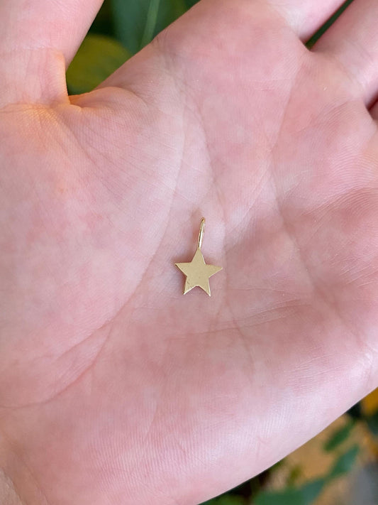 Vintage Solid 14k Yellow Gold Star Charm