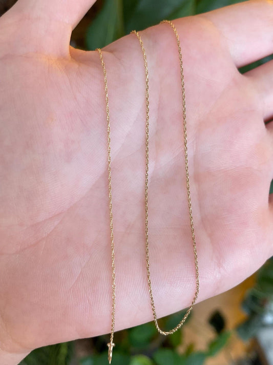 Vintage Solid 10k Yellow Gold Dainty Chain Necklace - 18 inches