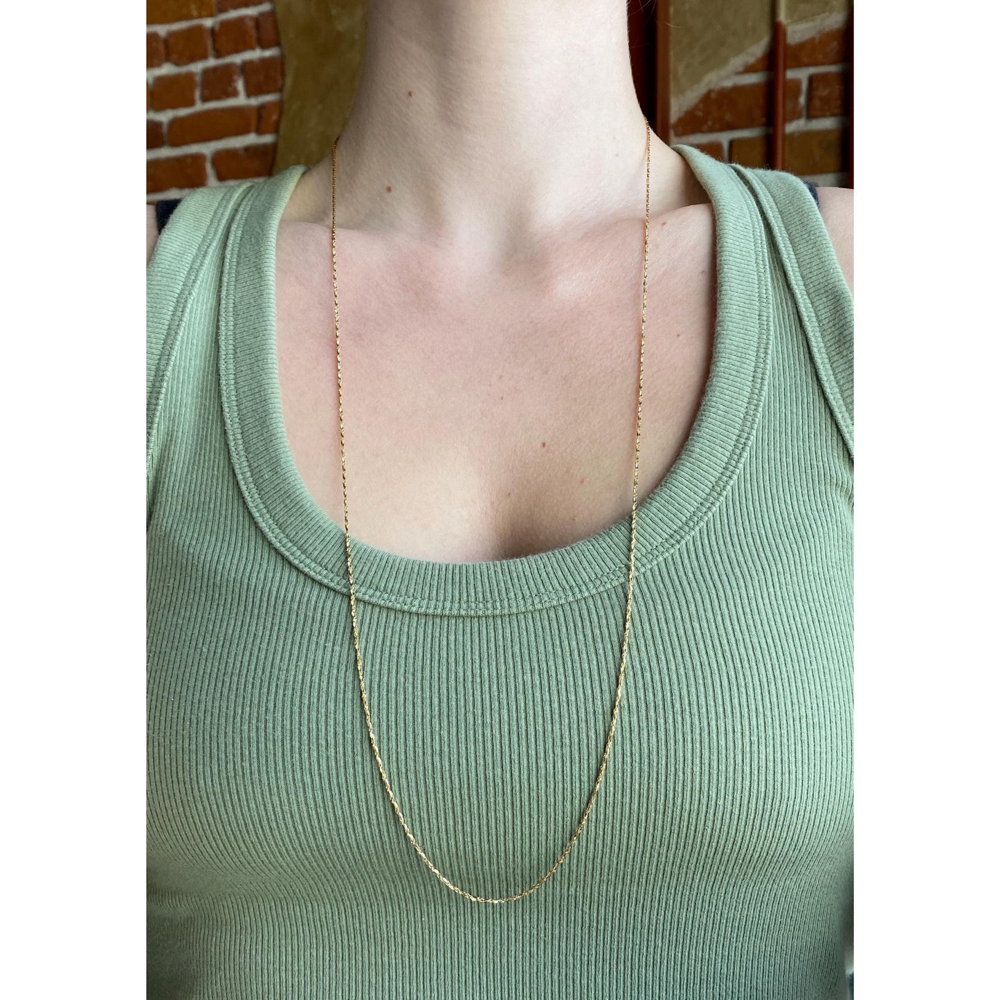 Vintage Solid 18k Yellow Gold Twist Chain Necklace - 31.75 inches