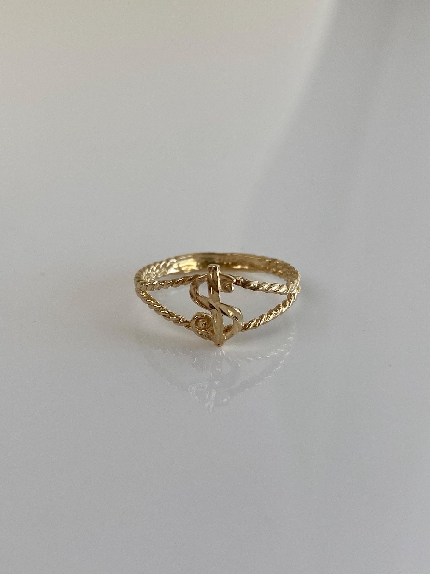 Vintage Solid 14k Yellow Gold Money Sign Ring - Size 4.5