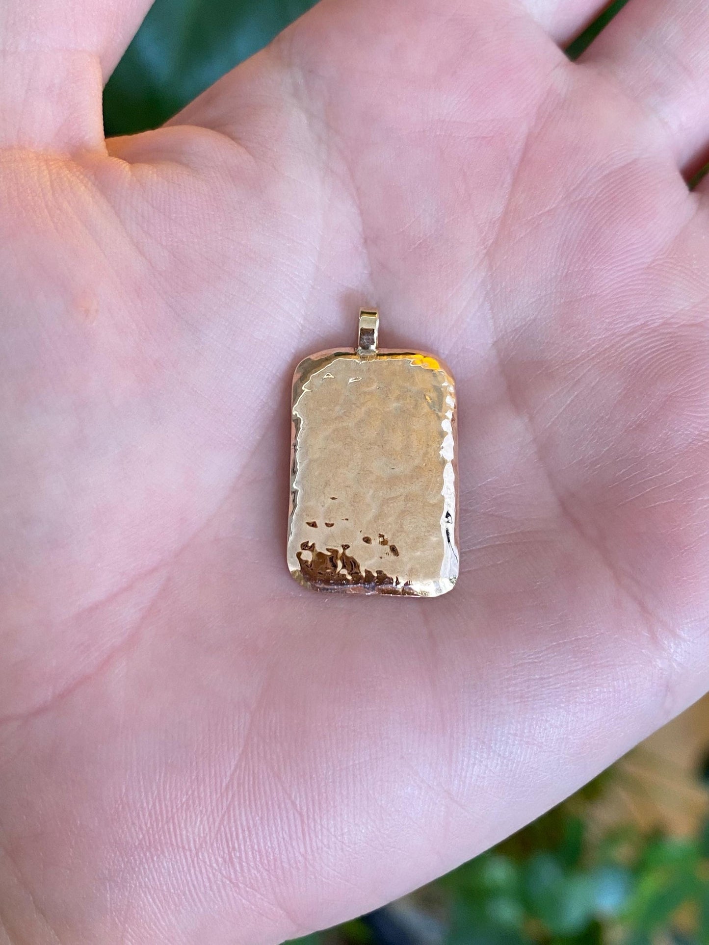 Vintage Solid 14k Rosey Gold Hammered Texture Charm