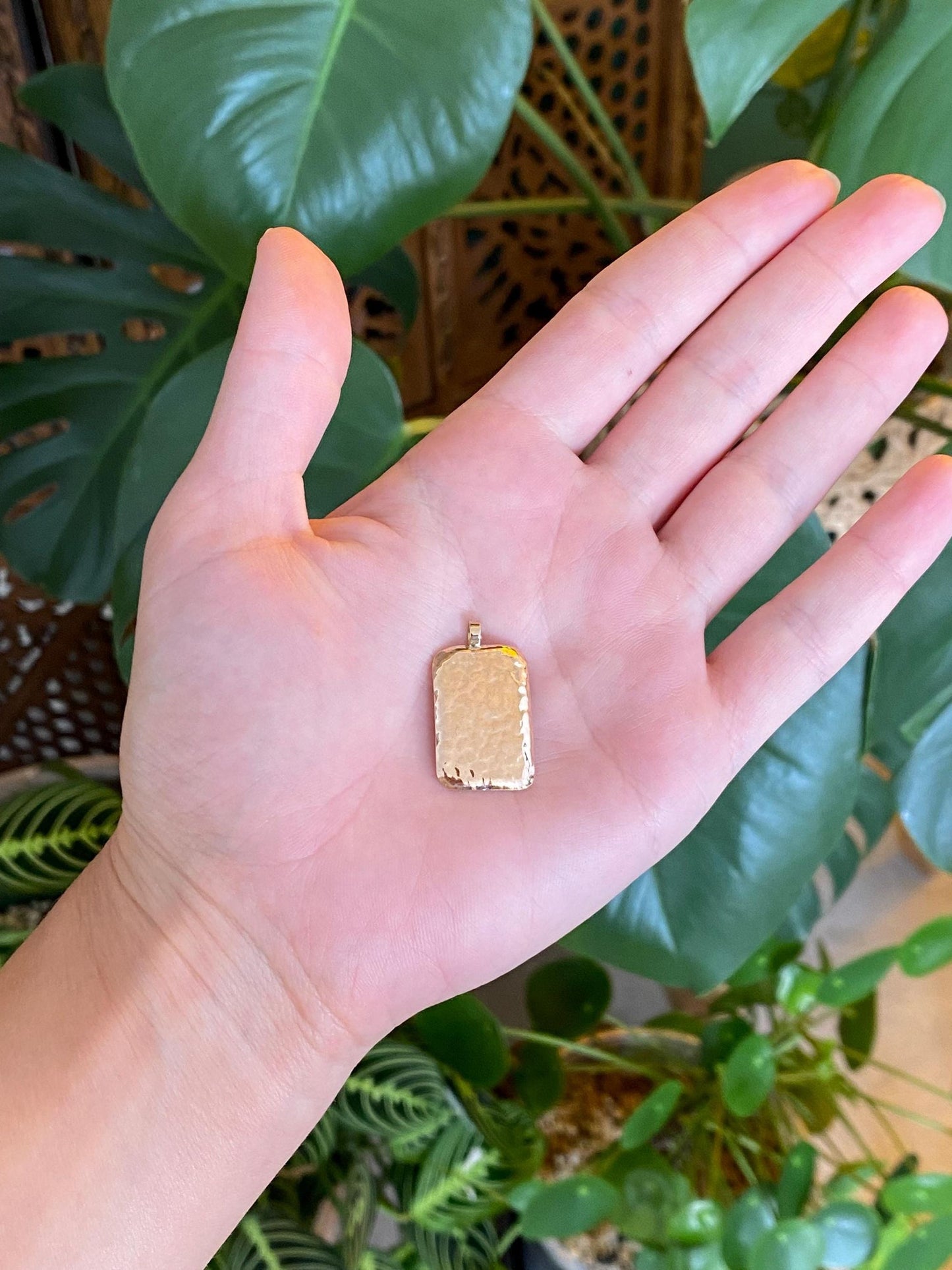 Vintage Solid 14k Rosey Gold Hammered Texture Charm