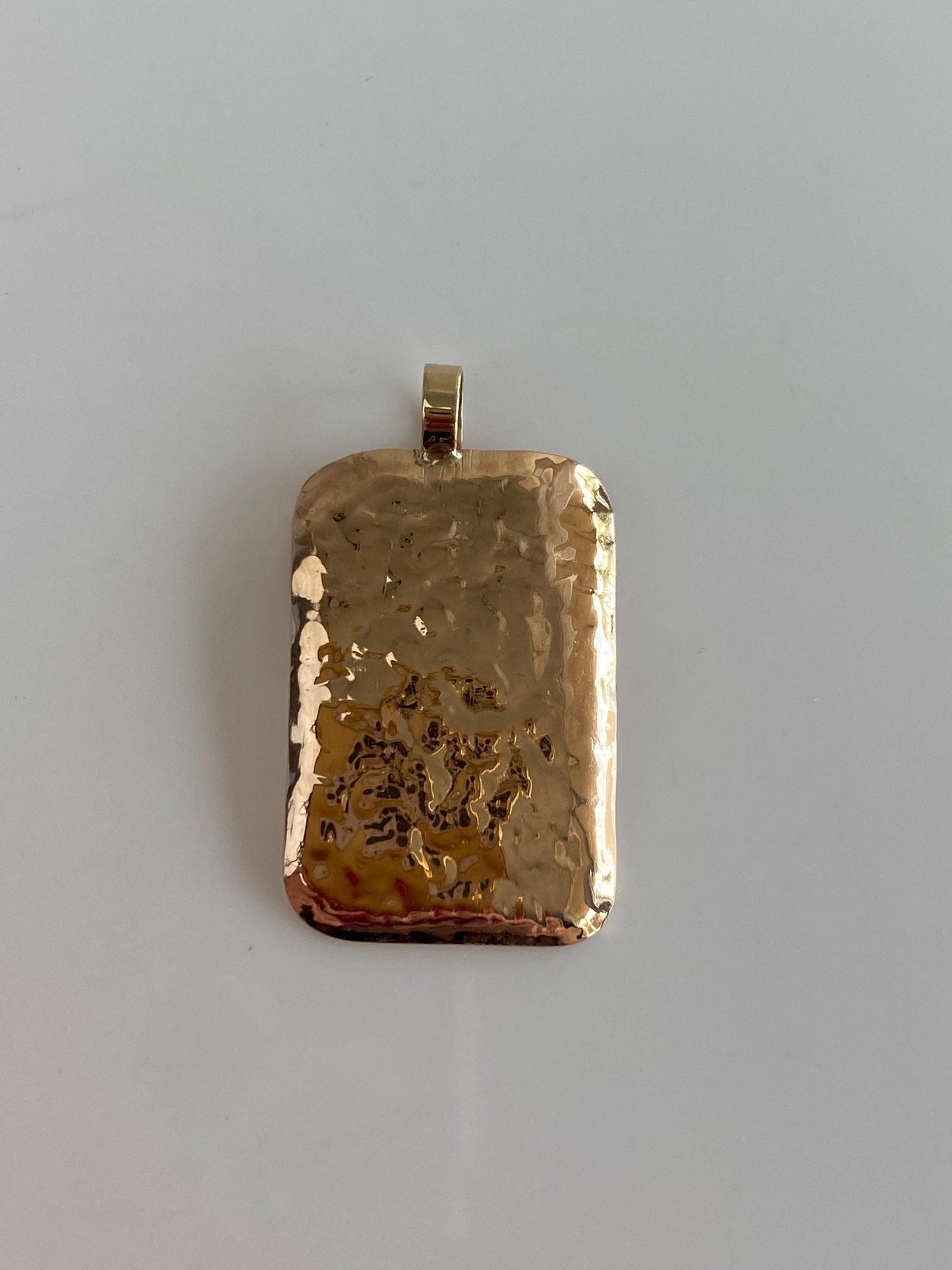 Vintage Solid 14k Rosey Gold Hammered Texture Charm