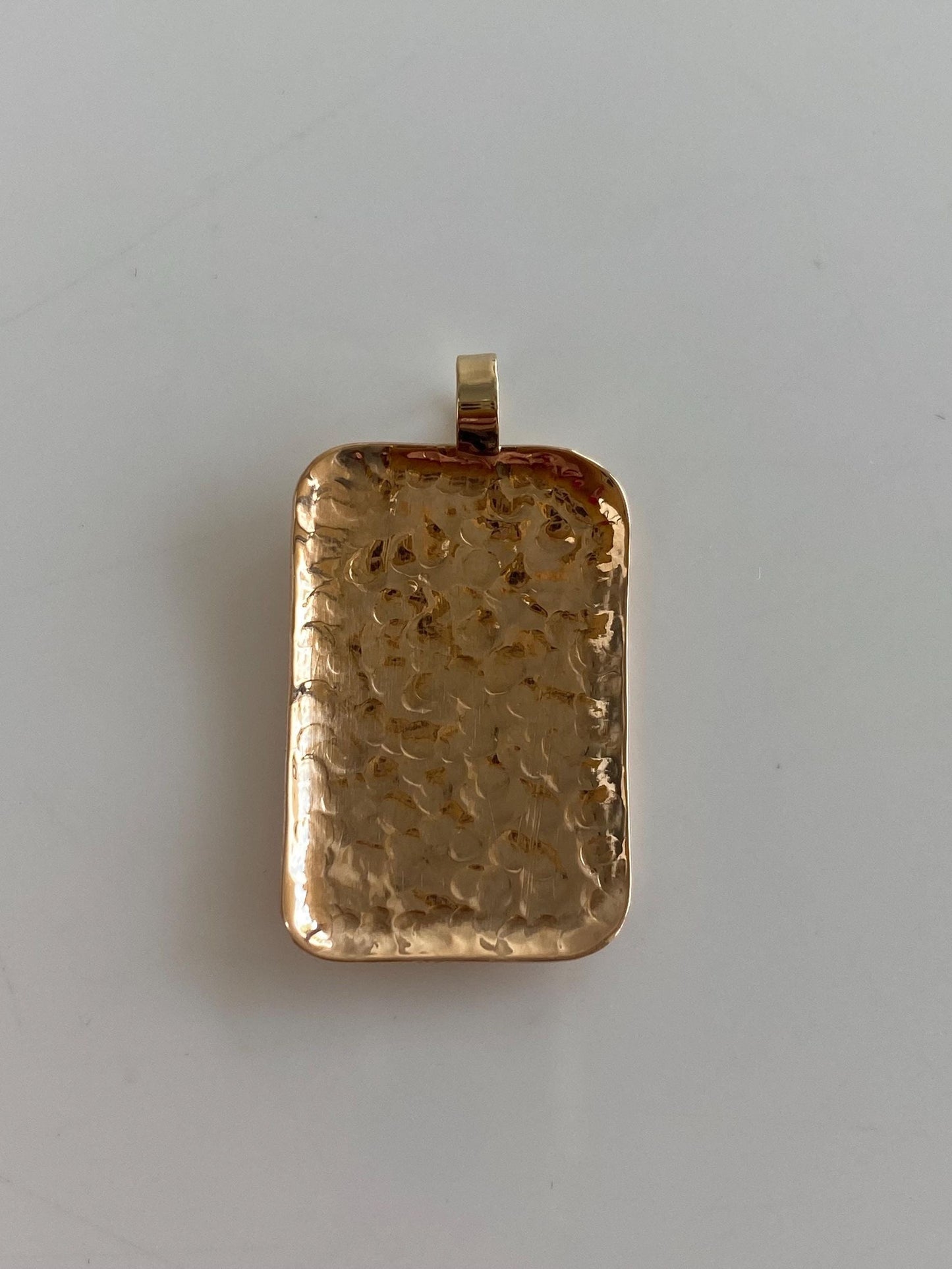 Vintage Solid 14k Rosey Gold Hammered Texture Charm