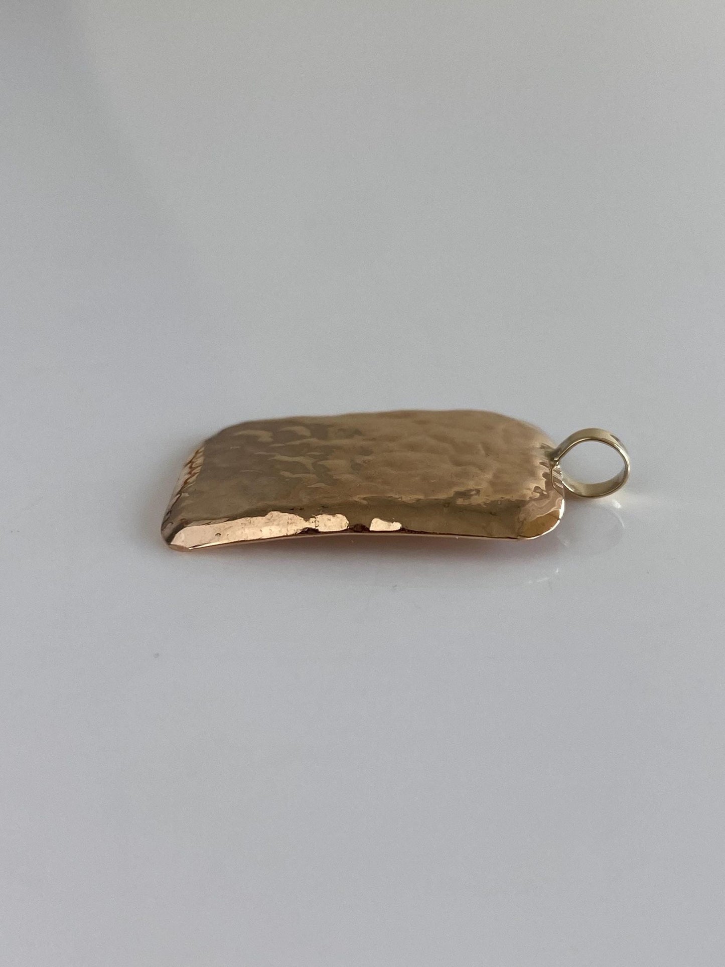 Vintage Solid 14k Rosey Gold Hammered Texture Charm