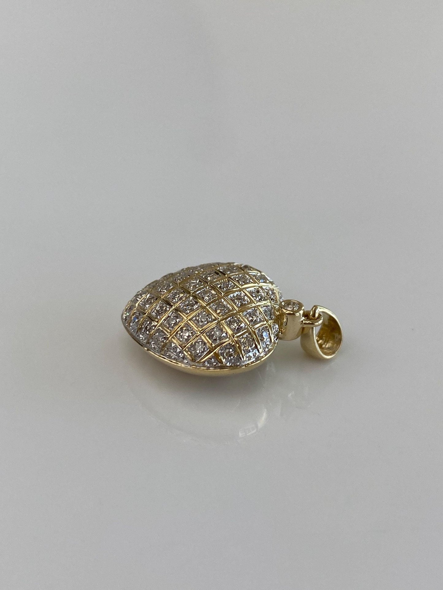 Vintage Solid 14k Yellow Gold Open Work Diamonds Heart Charm