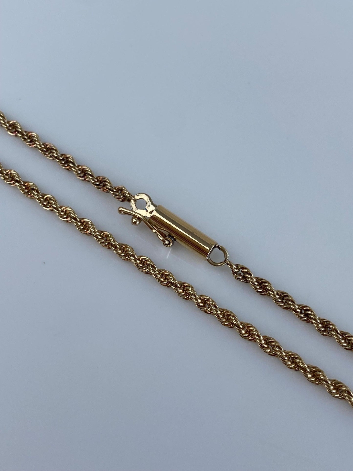 Vintage Solid 14k Yellow Gold Slim Rope Chain Necklace - 16.75 inches