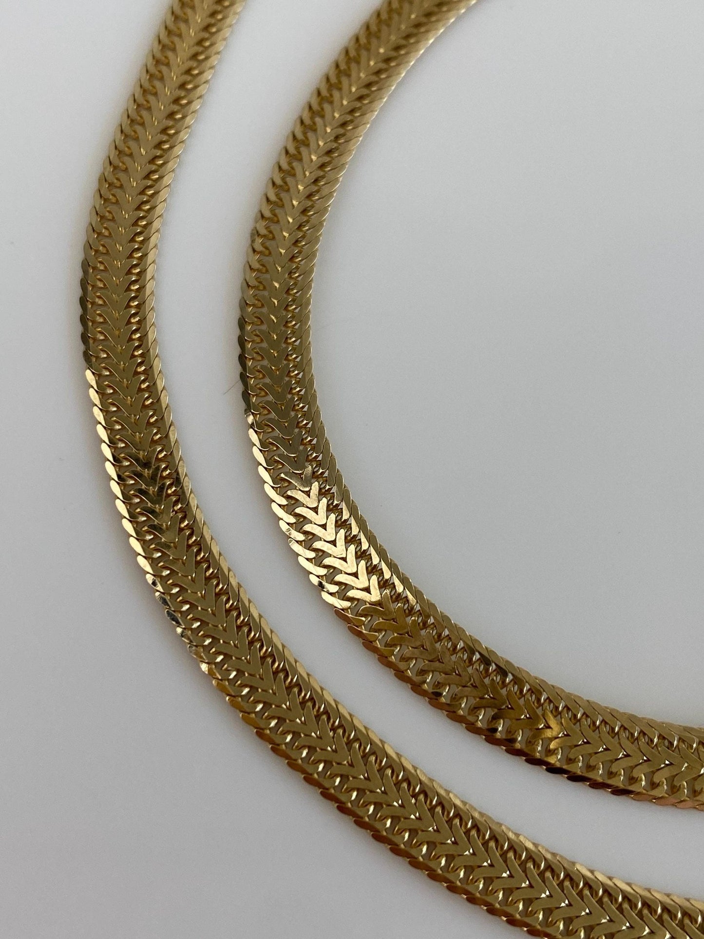 Vintage Solid 14k Yellow Gold Flat Woven Chain Necklace - 20 inches