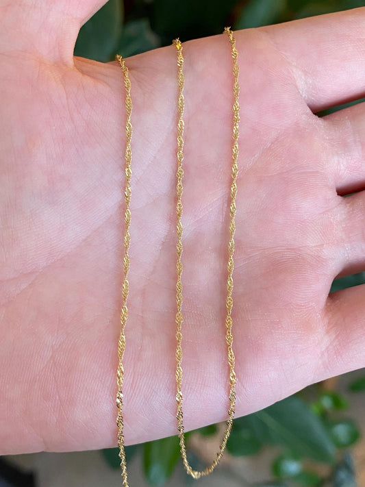 Vintage Solid 14k Yellow Gold Twist Chain Necklace - 24 inches