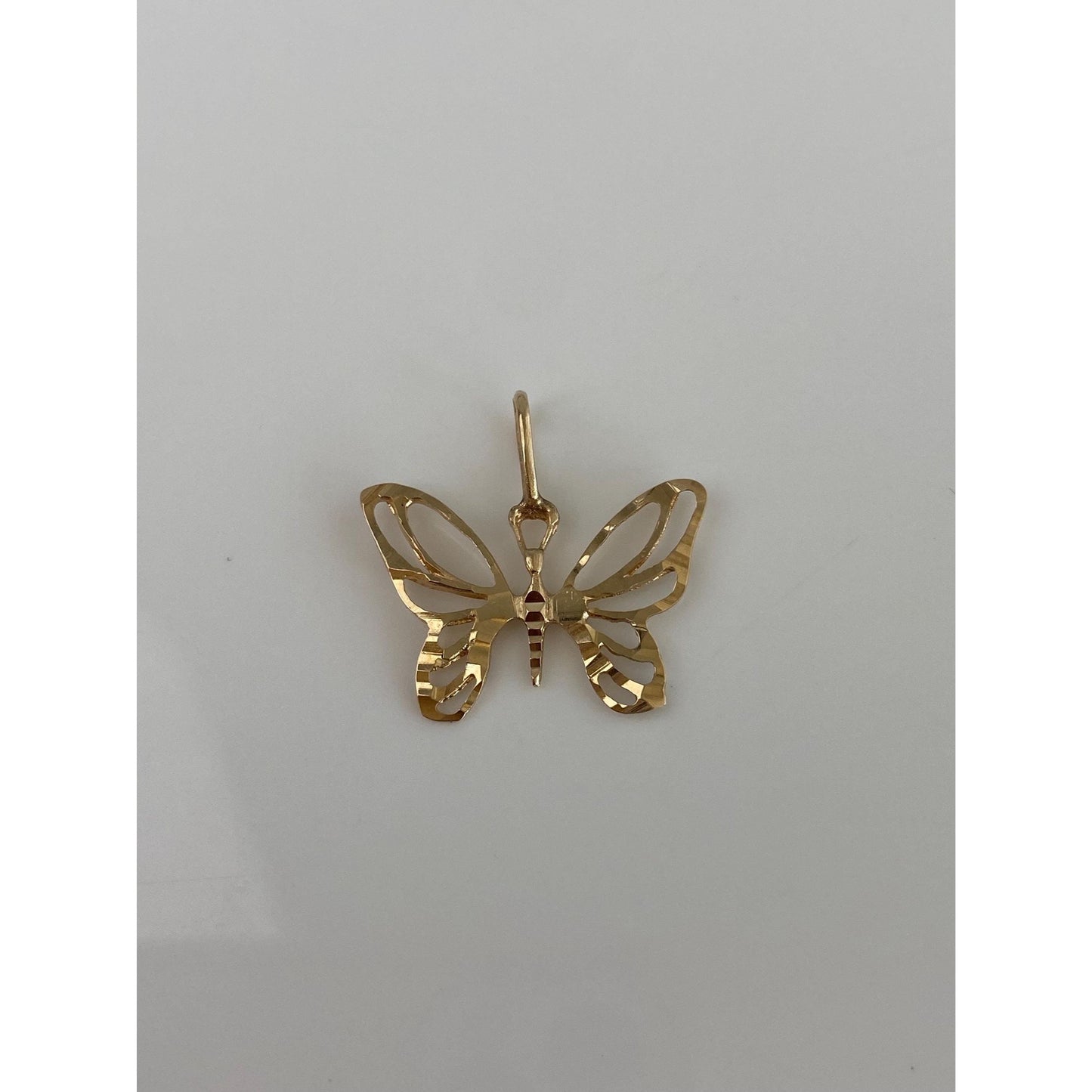 Vintage Solid 14k Yellow Gold Diamond Cut Butterfly Charm