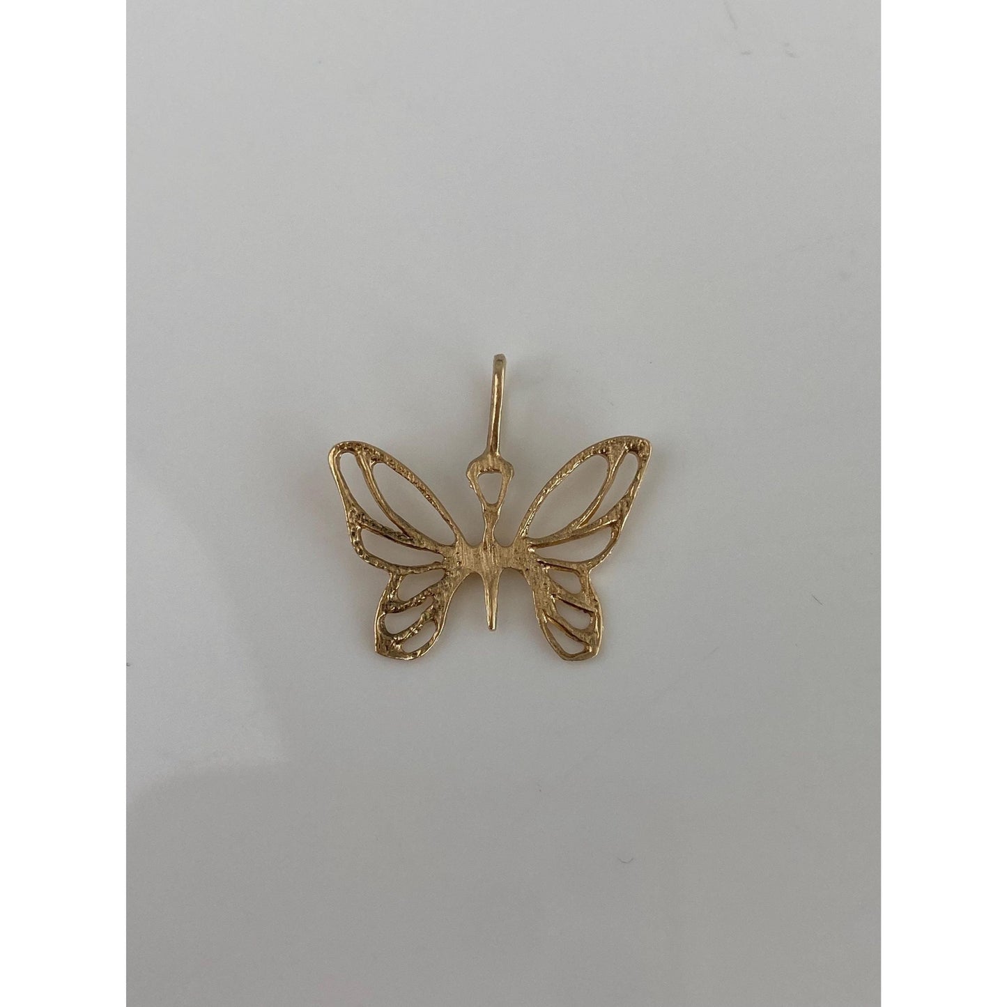Vintage Solid 14k Yellow Gold Diamond Cut Butterfly Charm
