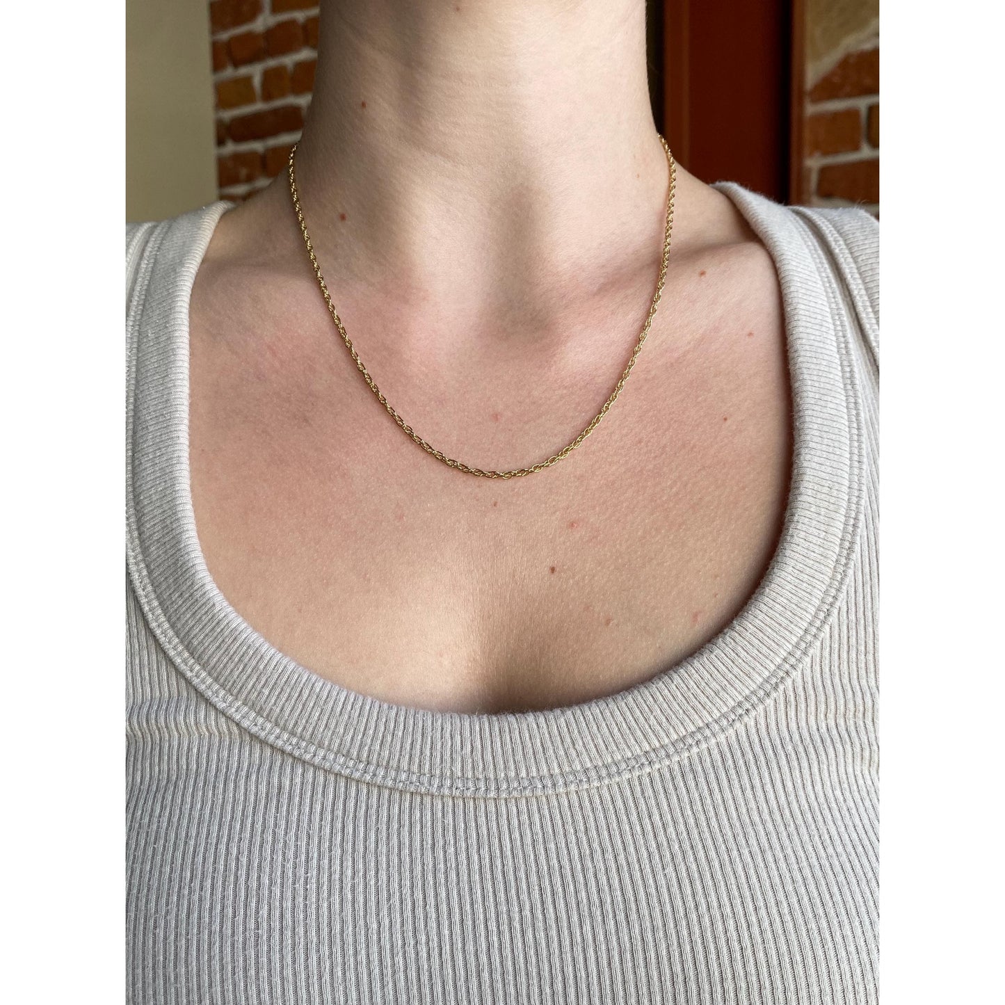 Vintage Solid 14k Yellow Gold Chain Necklace - 18.25 inches
