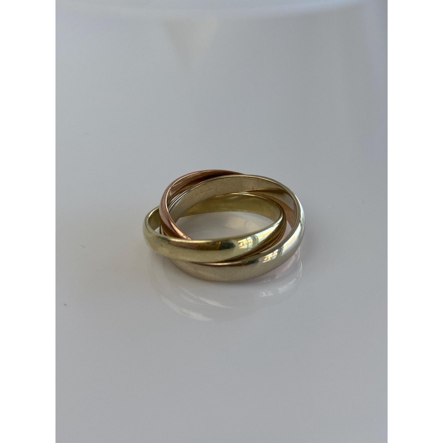 Vintage Solid 14k Tri Tone Gold Rolling Ring - Size 4.75