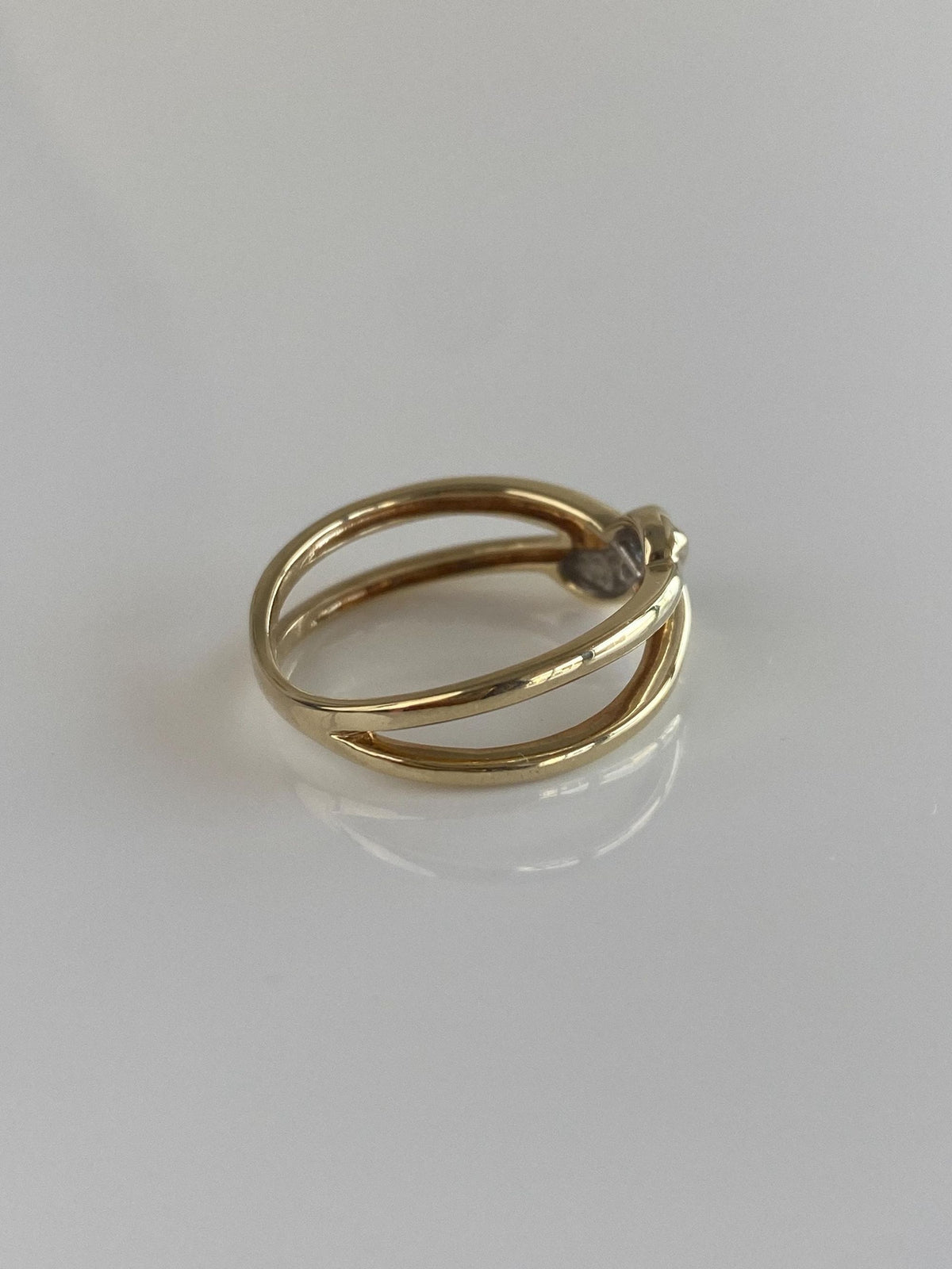 Vintage Solid 10k Yellow Gold Diamonds Twist Split Ring - Size 7
