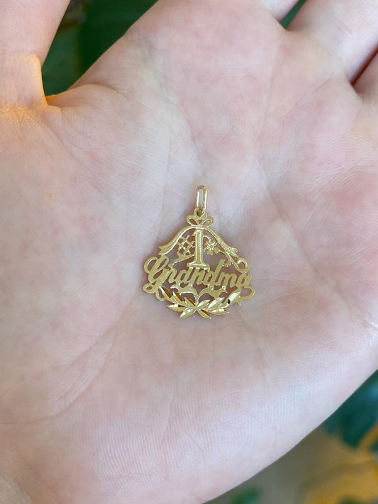 Vintage Solid 14k Yellow Gold #1 Grandma Charm
