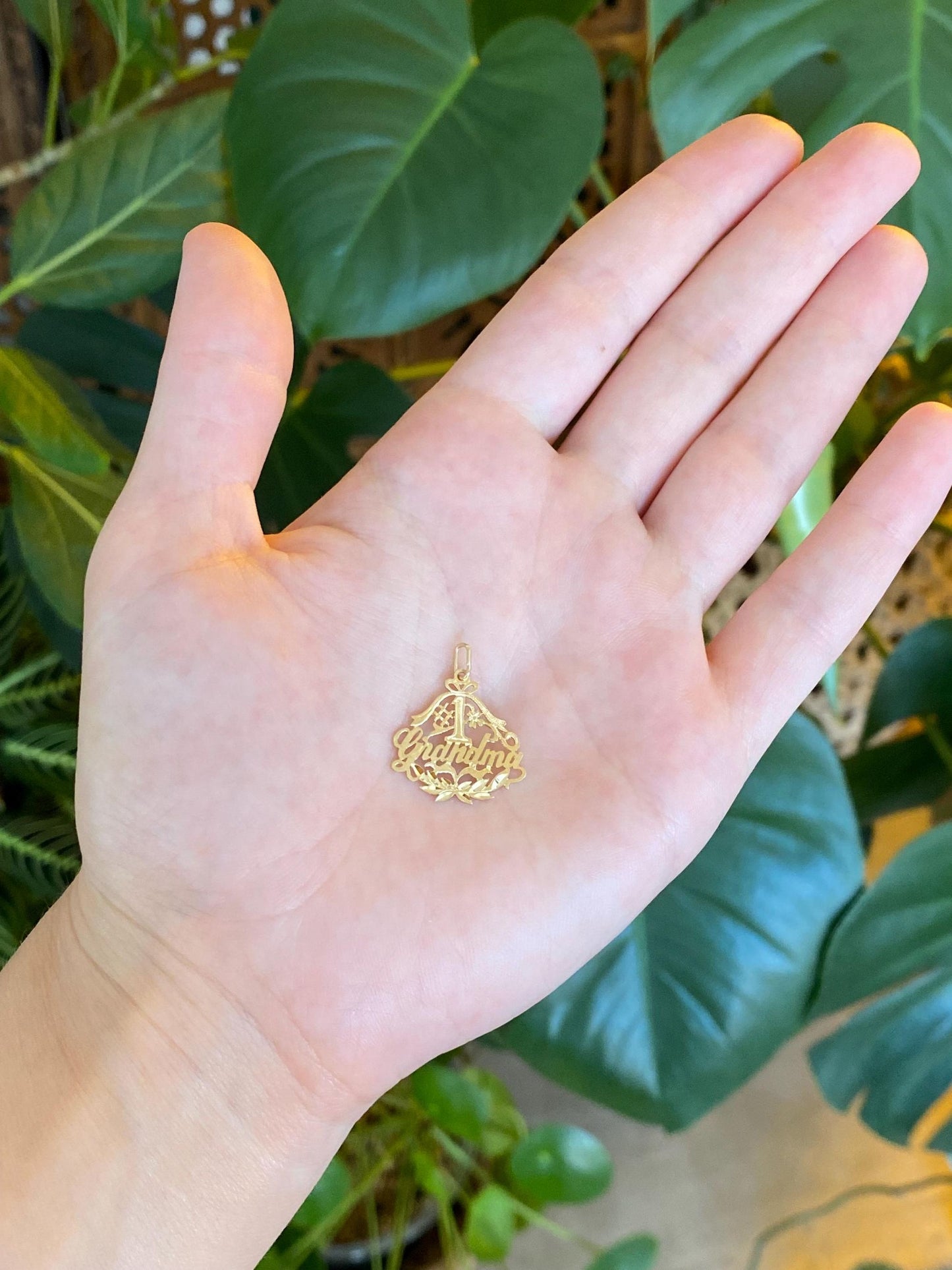 Vintage Solid 14k Yellow Gold #1 Grandma Charm