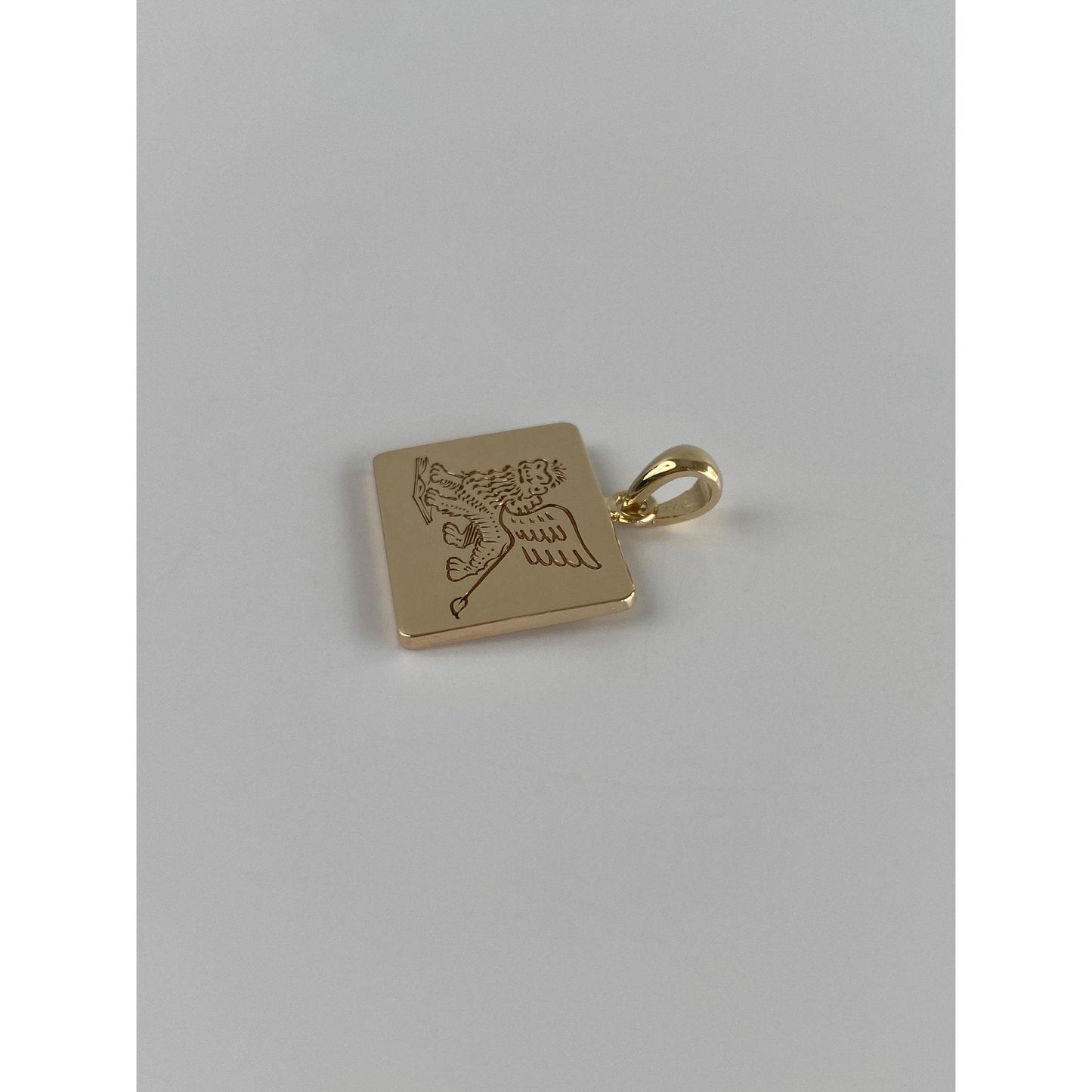 Vintage Solid 14k Yellow Gold Griffin Emblem Cufflink Conversion Charm