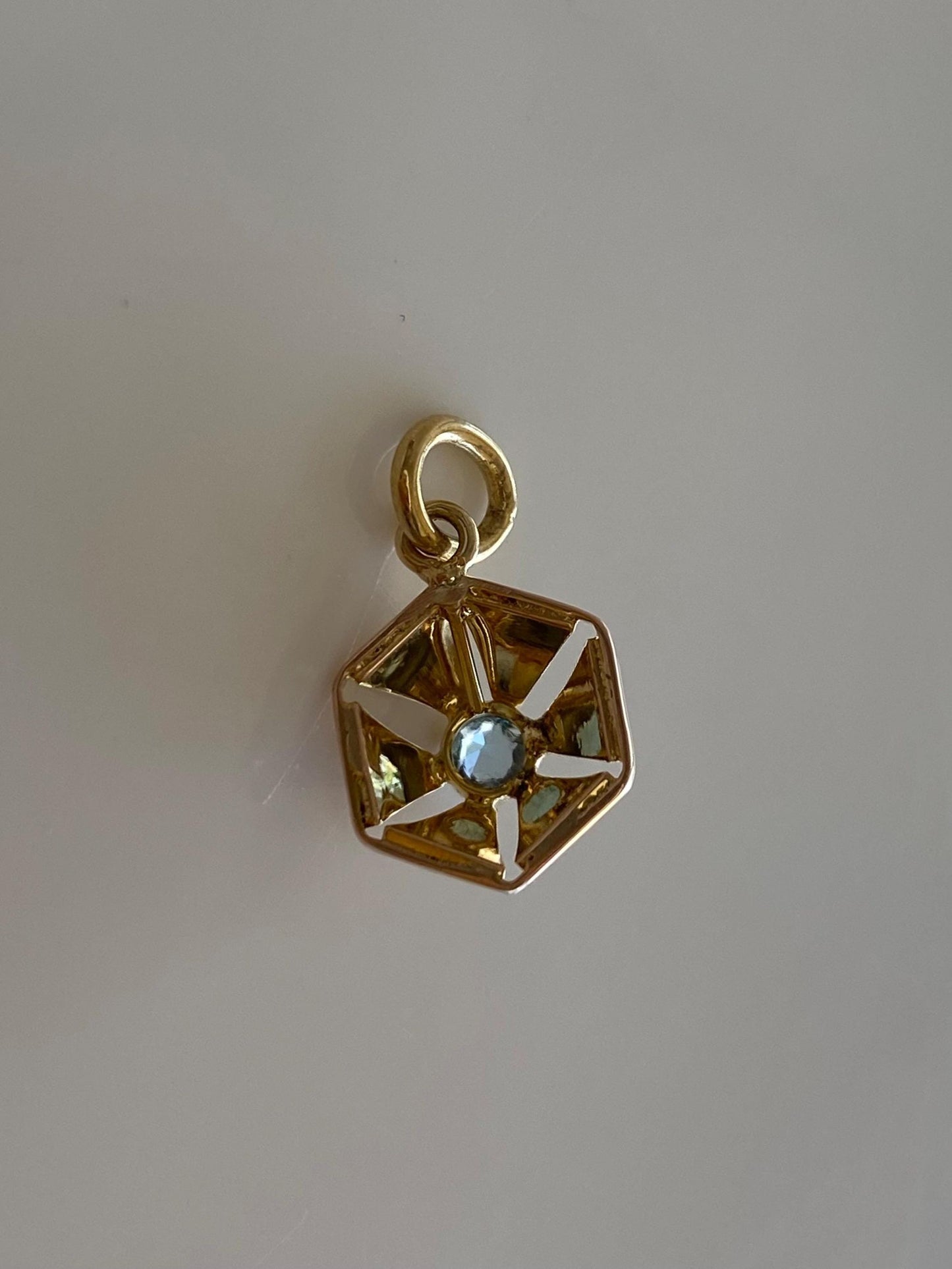 Vintage Solid 10k Yellow Gold Aquamarine Stick Pin Charm