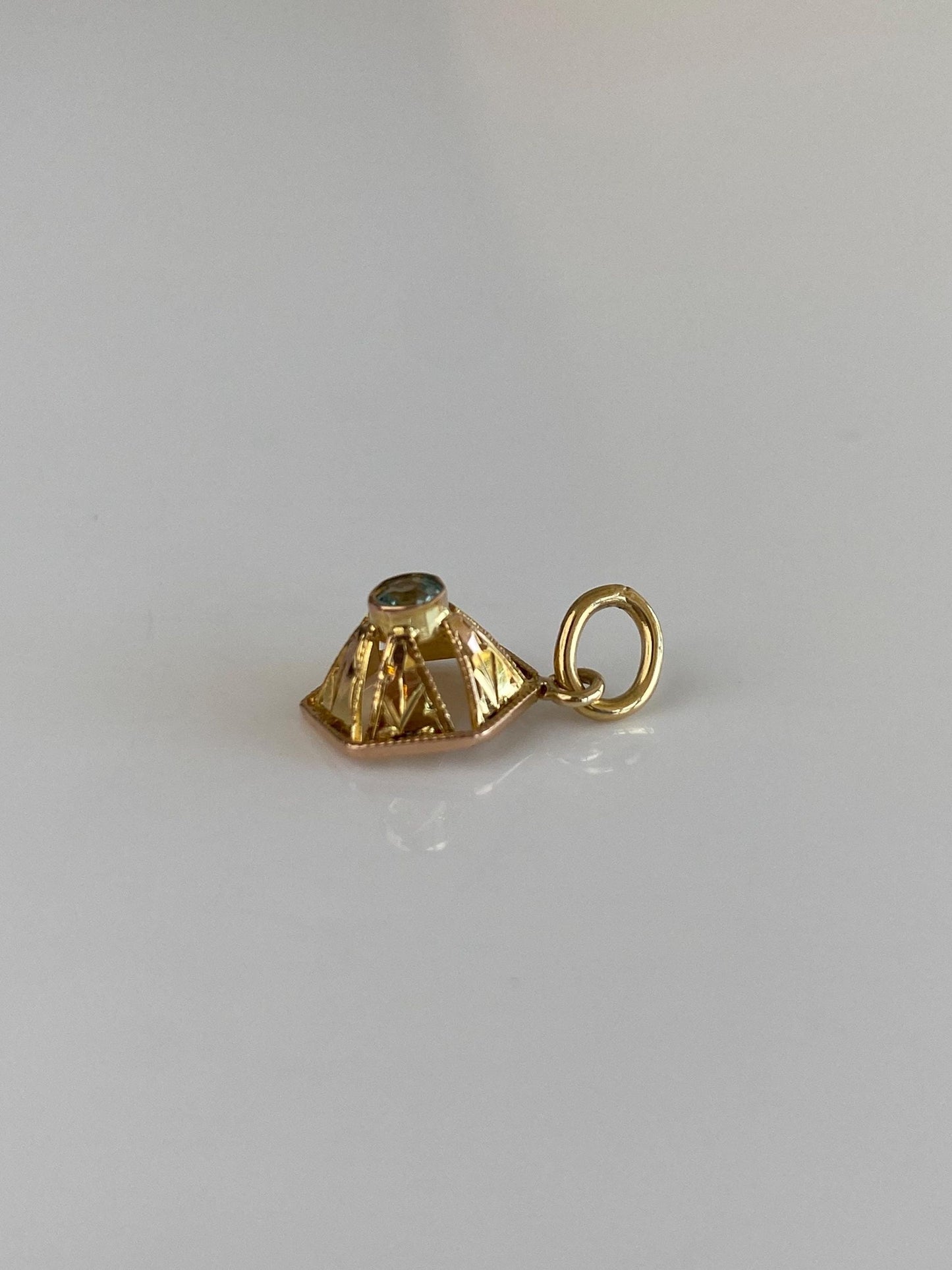 Vintage Solid 10k Yellow Gold Aquamarine Stick Pin Charm