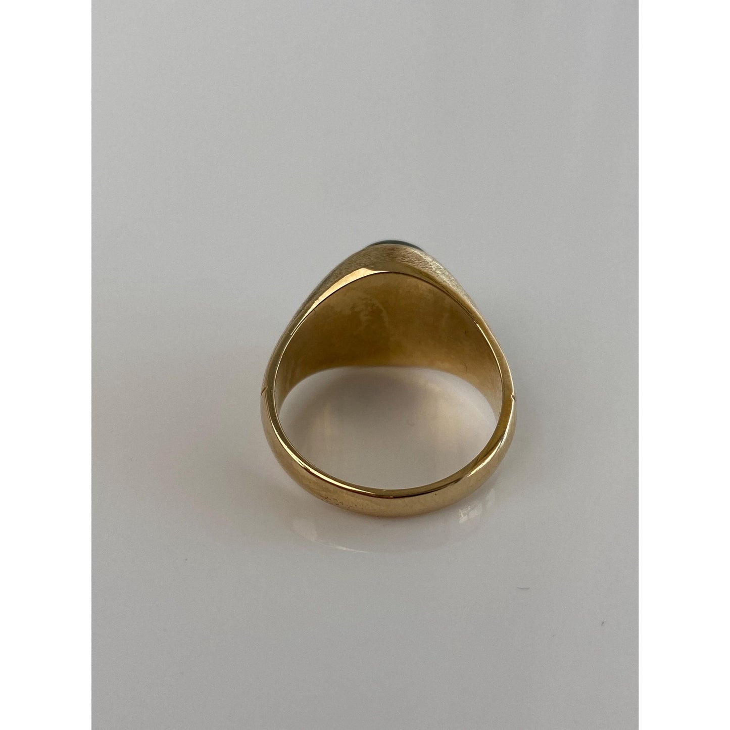 Solid 10k White & Yellow Gold Diamond Nephrite Signet Ring - Size 9.5