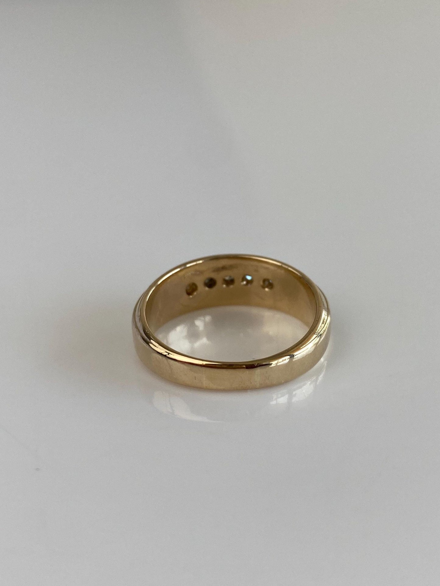 Vintage Solid 14k White & Yellow Gold Diamond Ring Band - Size 6.25