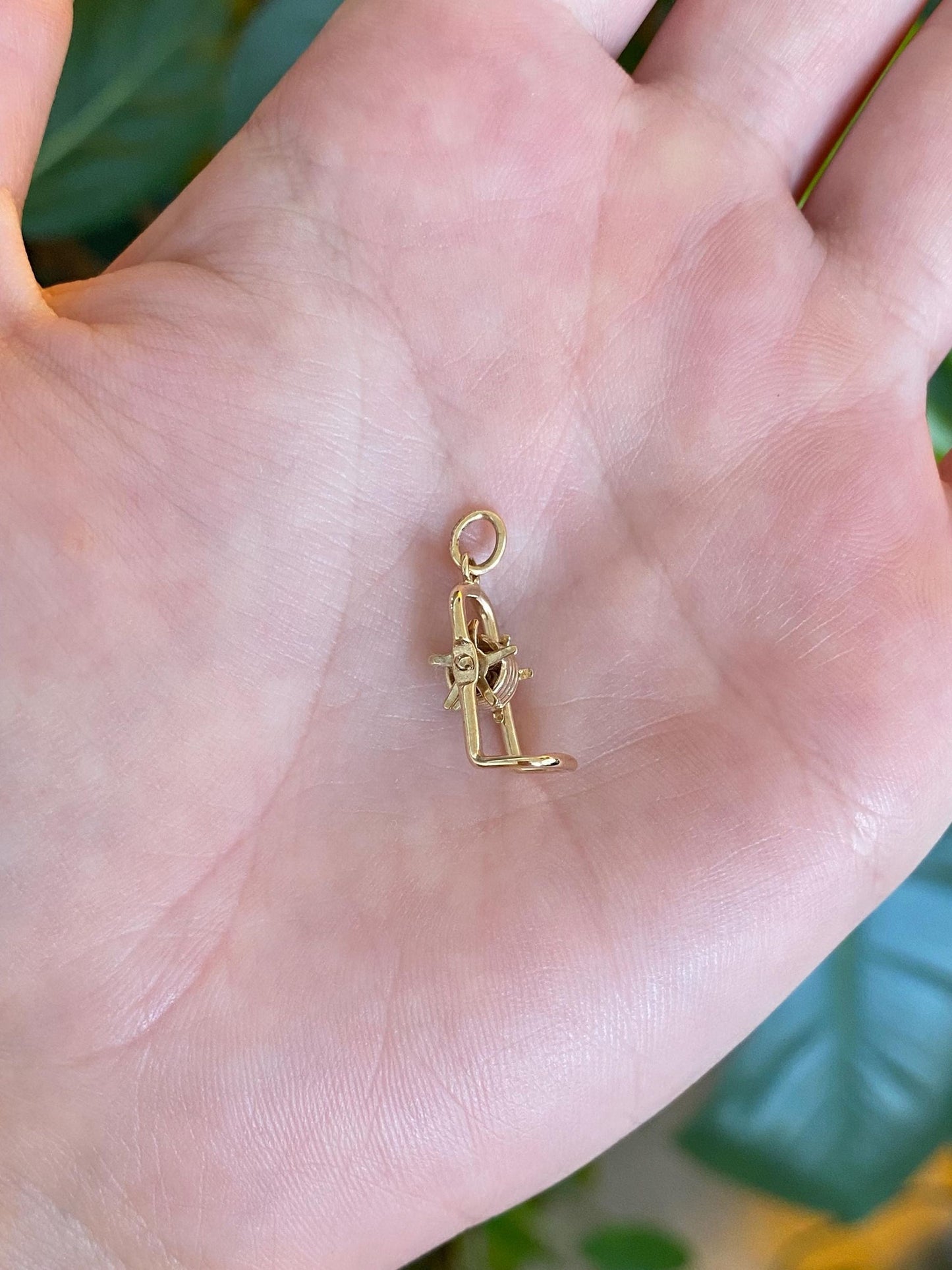 Vintage Solid 9k Yellow Gold Articulated Hose Charm