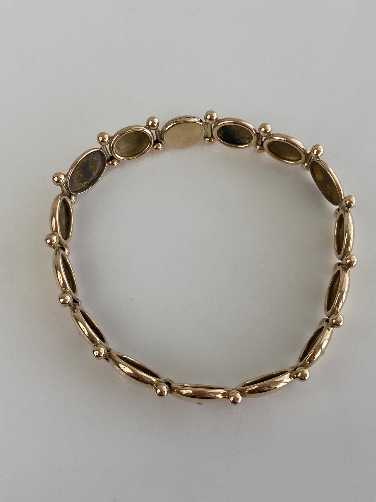 Vintage Solid 10k Yellow Gold Star Set Diamond Link Bracelet - 7.5 inches