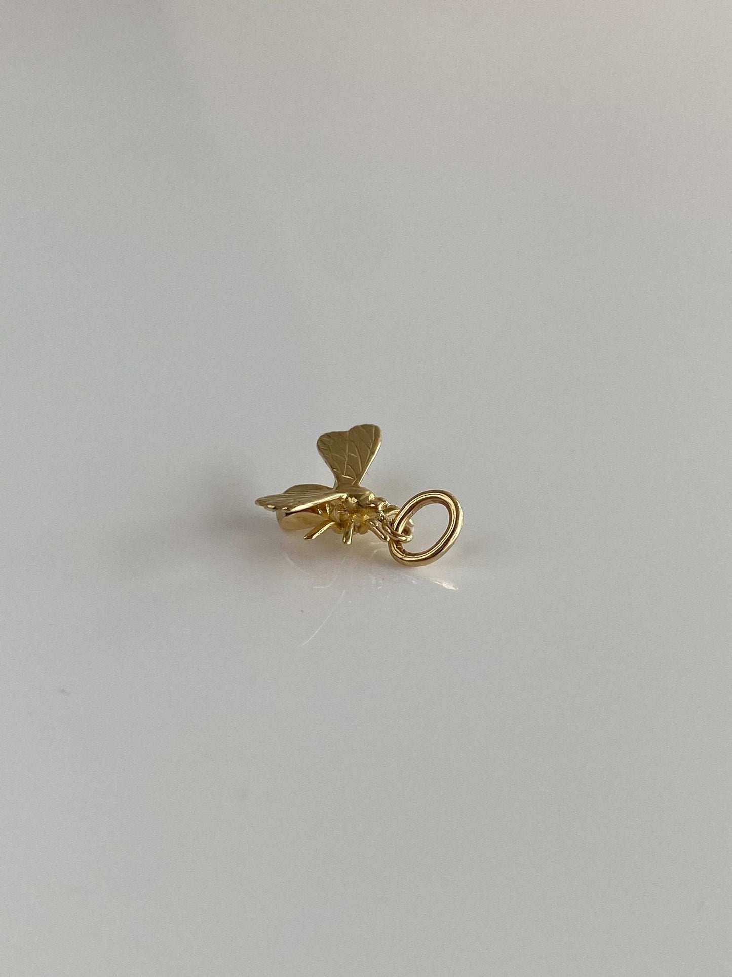 Vintage Solid 14k Yellow Gold Fly Charm