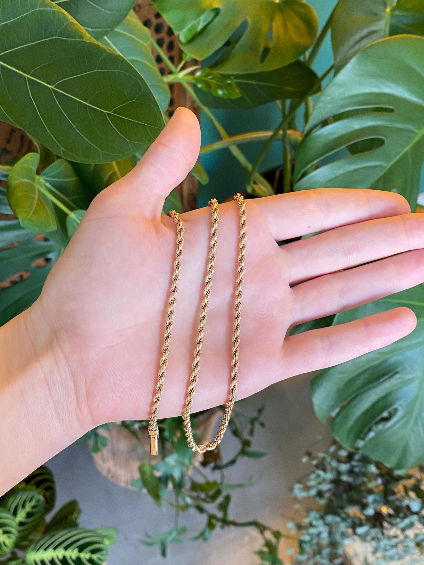 Vintage Solid 14k Yellow Gold Rope Chain Necklace - 20.25 inches