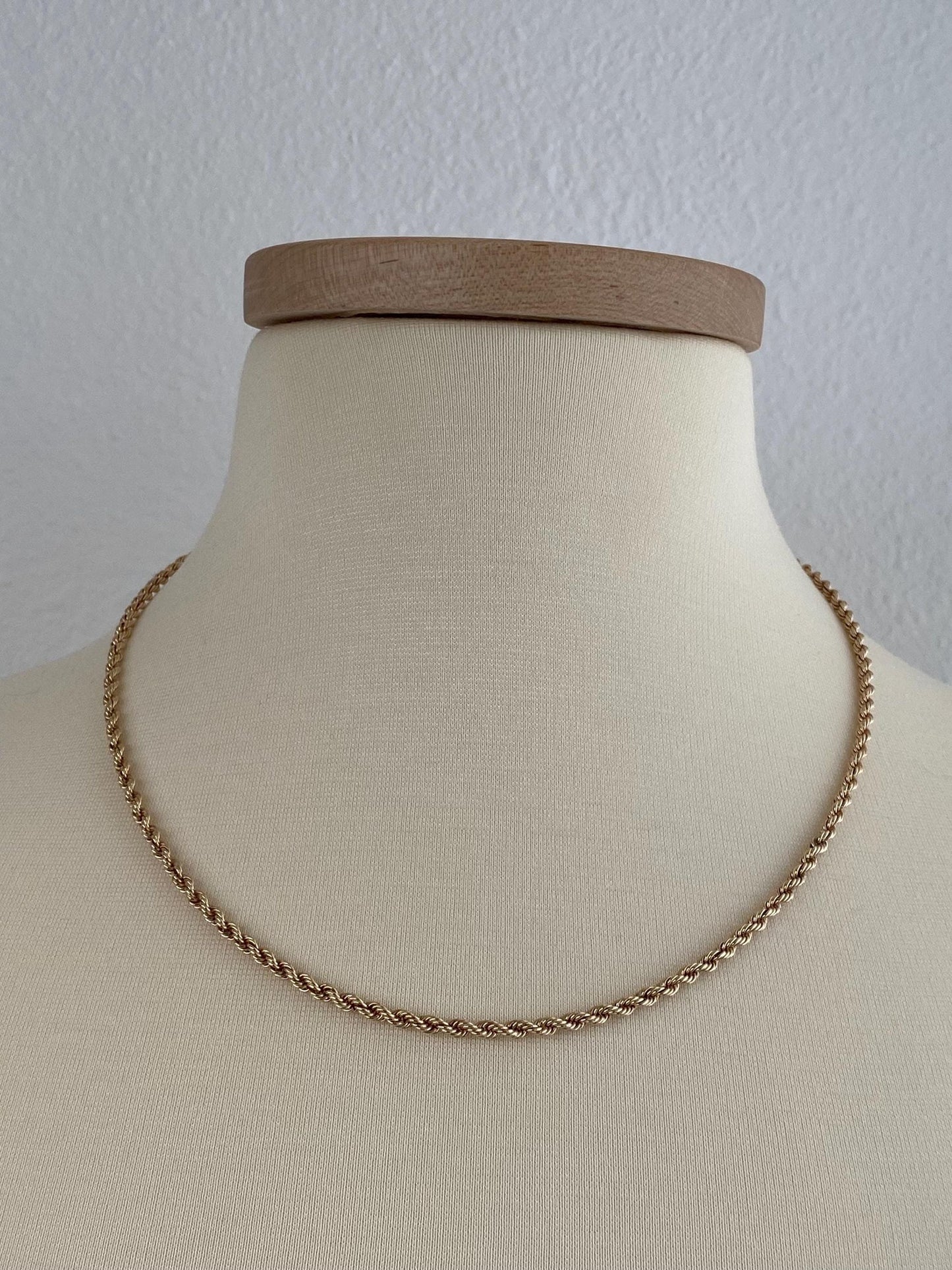 Vintage Solid 14k Yellow Gold Rope Chain Necklace - 20.25 inches