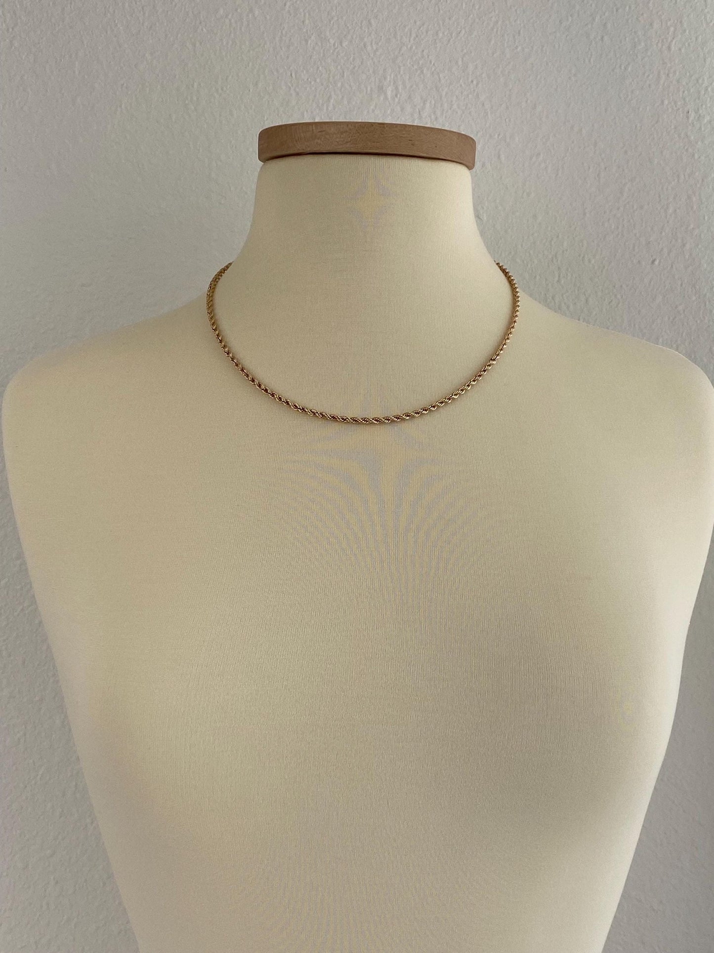 Vintage Solid 14k Yellow Gold Rope Chain Necklace - 20.25 inches