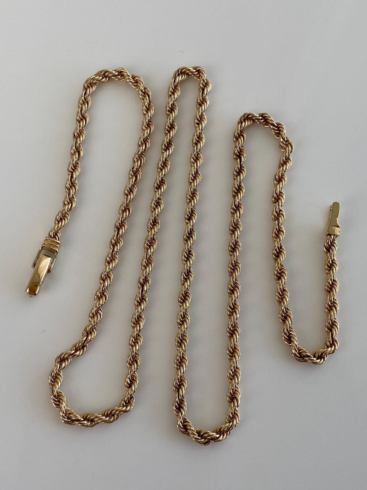 Vintage Solid 14k Yellow Gold Rope Chain Necklace - 20.25 inches