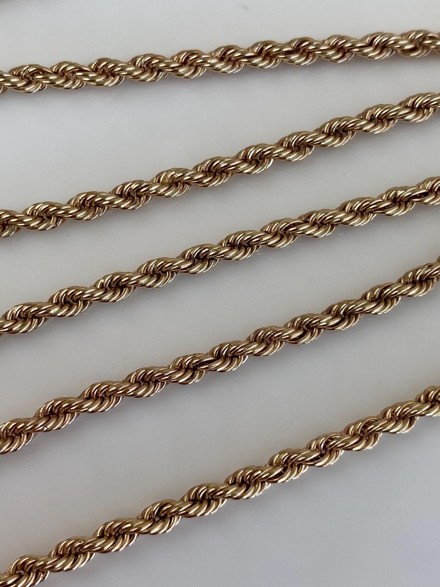 Vintage Solid 14k Yellow Gold Rope Chain Necklace - 20.25 inches