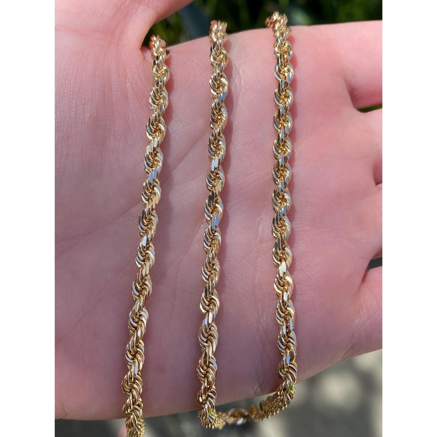 Vintage Solid 14k Yellow Gold Rope Chain Necklace - 24 inches