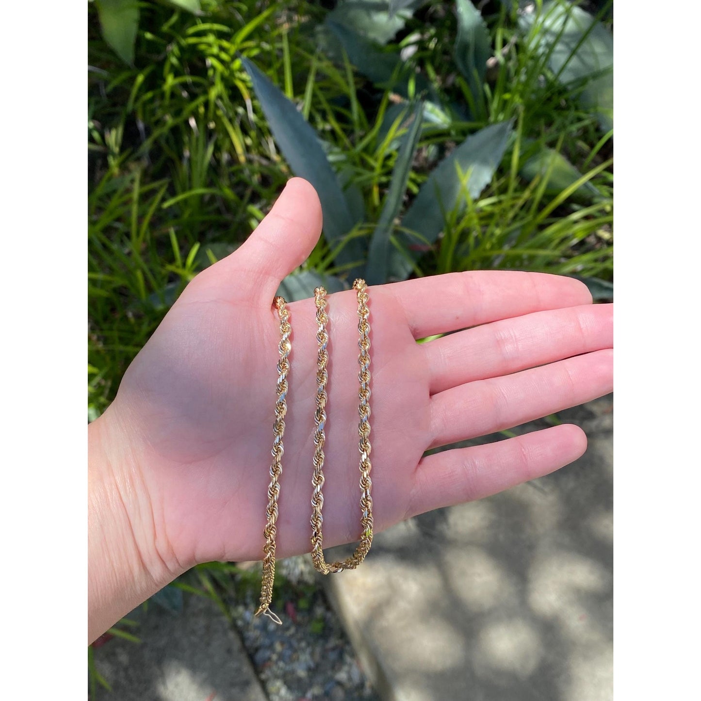 Vintage Solid 14k Yellow Gold Rope Chain Necklace - 24 inches
