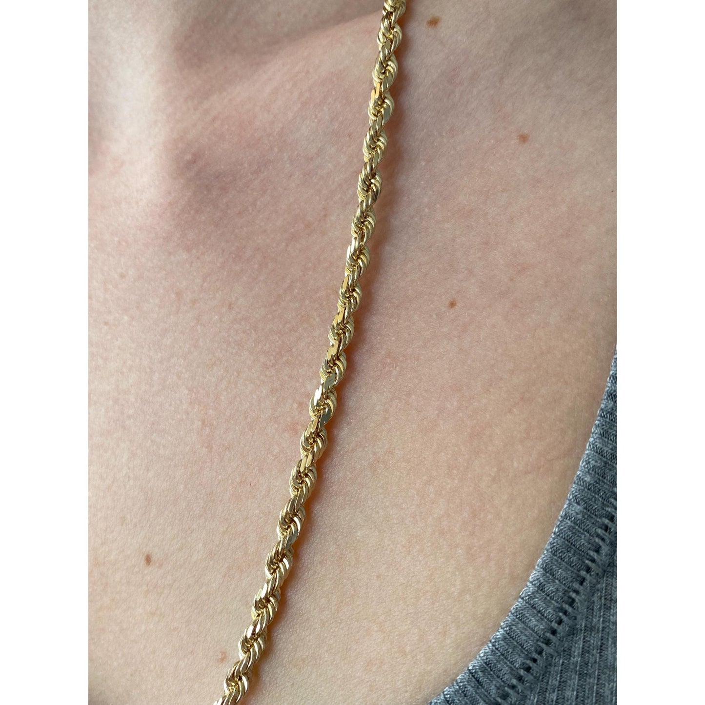 Vintage Solid 14k Yellow Gold Rope Chain Necklace - 24 inches